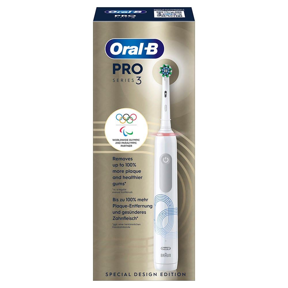 Oral-B Pro Series 3D White Electric Toothbrush - 1 Rechargeable Brush Head, 3 Cleaning Modes, Timer, Plaque Removal for Deep Cleaning - Perfect for Travel & Daily Oral Care