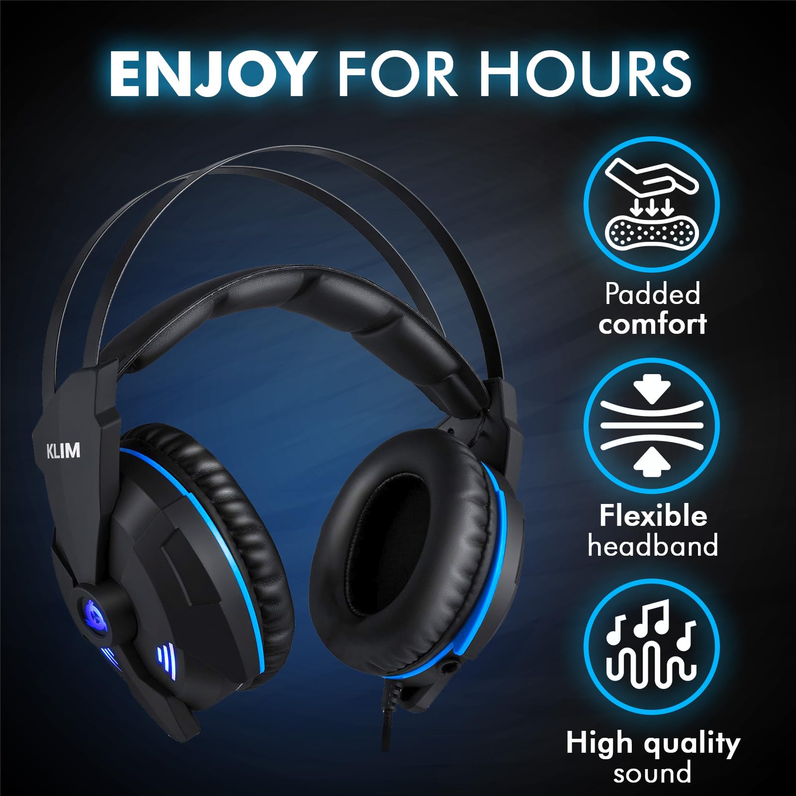 KLIM IMPACT USB Gaming Headset with 7.1 Surround Sound & Noise Isolation - High Definition Audio, Strong Bass & Built-in Mic for PC, PS4, PS5 - Perfect for Competitive Gaming, Streaming & Online Meetings [New Version]