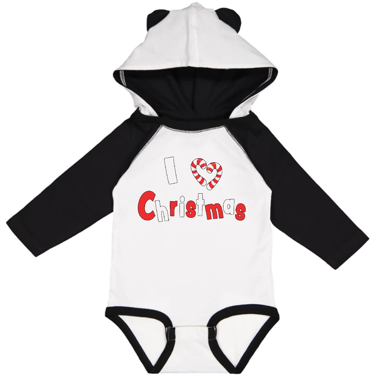 Inktastic I Love Christmas - Candy Cane Heart Long Sleeve Baby Bodysuit | Holiday Outfit for Infants & Toddlers | Christmas Photo Shoot, Family Matching Pajamas, Festive Gift Idea