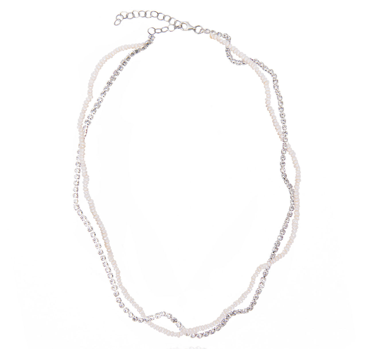 Bollywood Clear Crystal & Pearls Necklace for Women - Elegant Beaded Jewelry for Parties, Weddings & Special Occasions