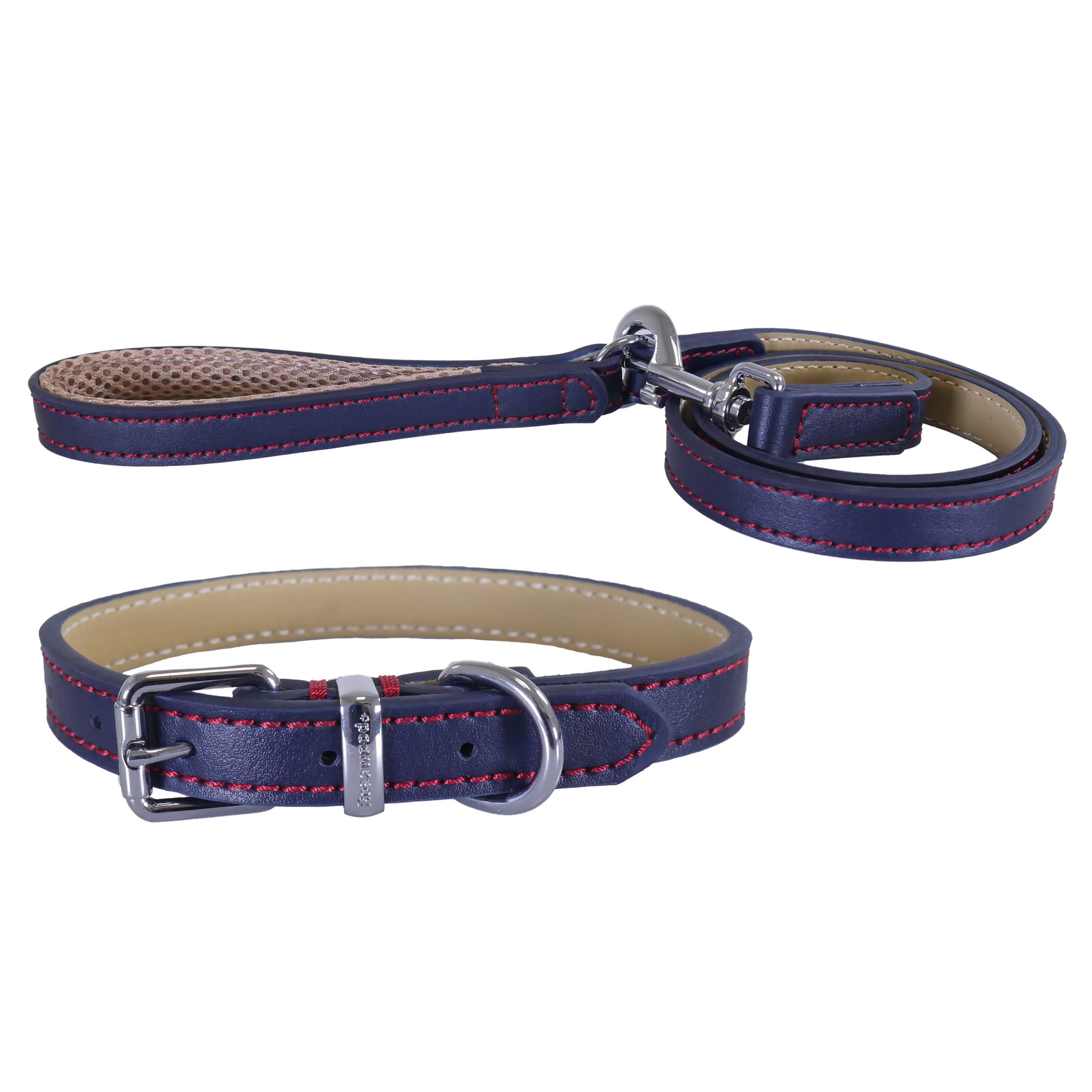 Premium Rosewood Navy Leather Dog Collar 18-22 Inches - Adjustable, Durable & Stylish Pet Collar for Medium to Large Dogs - Perfect for Daily Walks, Training & Outdoor Adventures