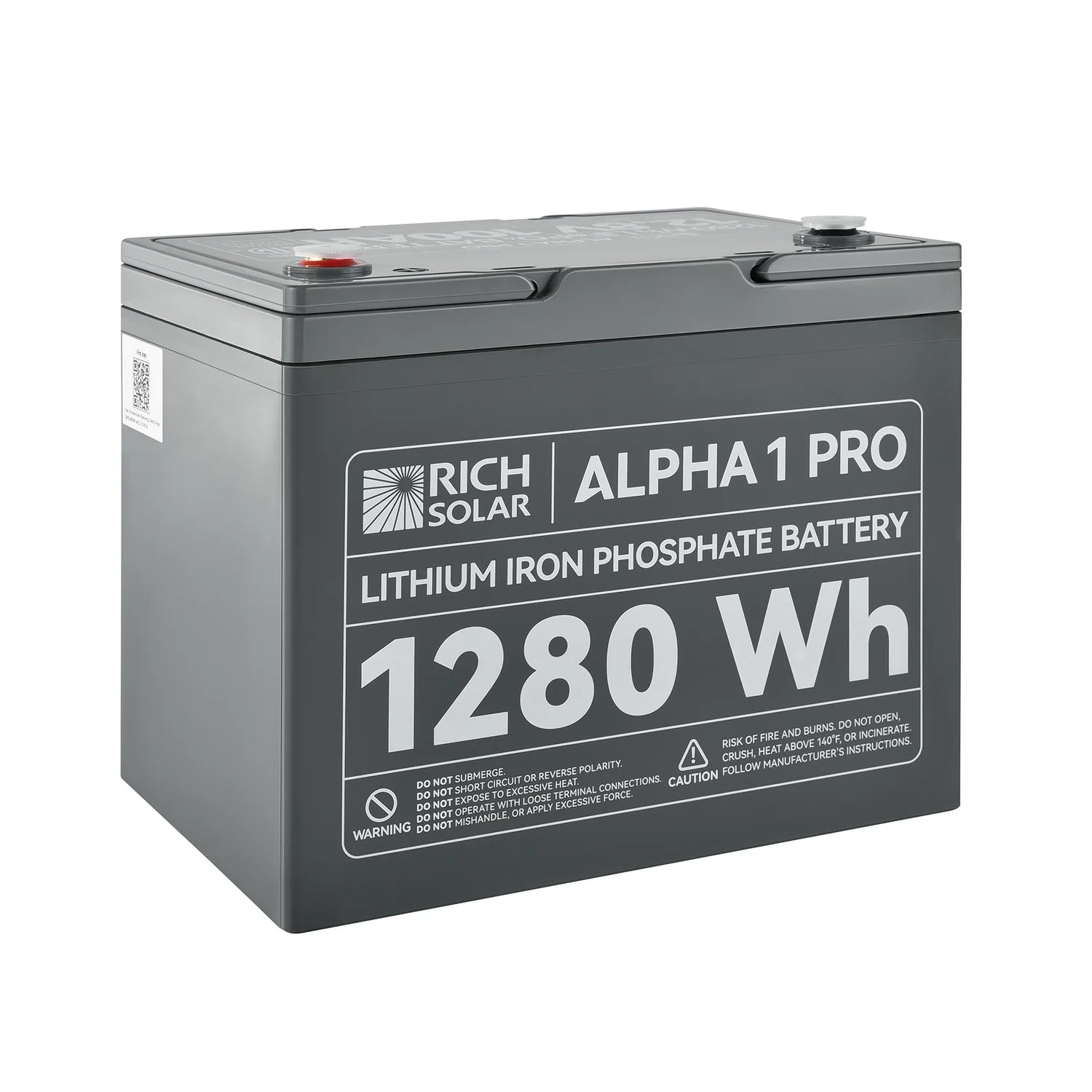 Rich Solar ALPHA 1 PRO 12V 100Ah LiFePO4 Lithium Iron Phosphate Deep Cycle Battery - Perfect for Solar Power Systems, RVs, Marine & Off-Grid Applications