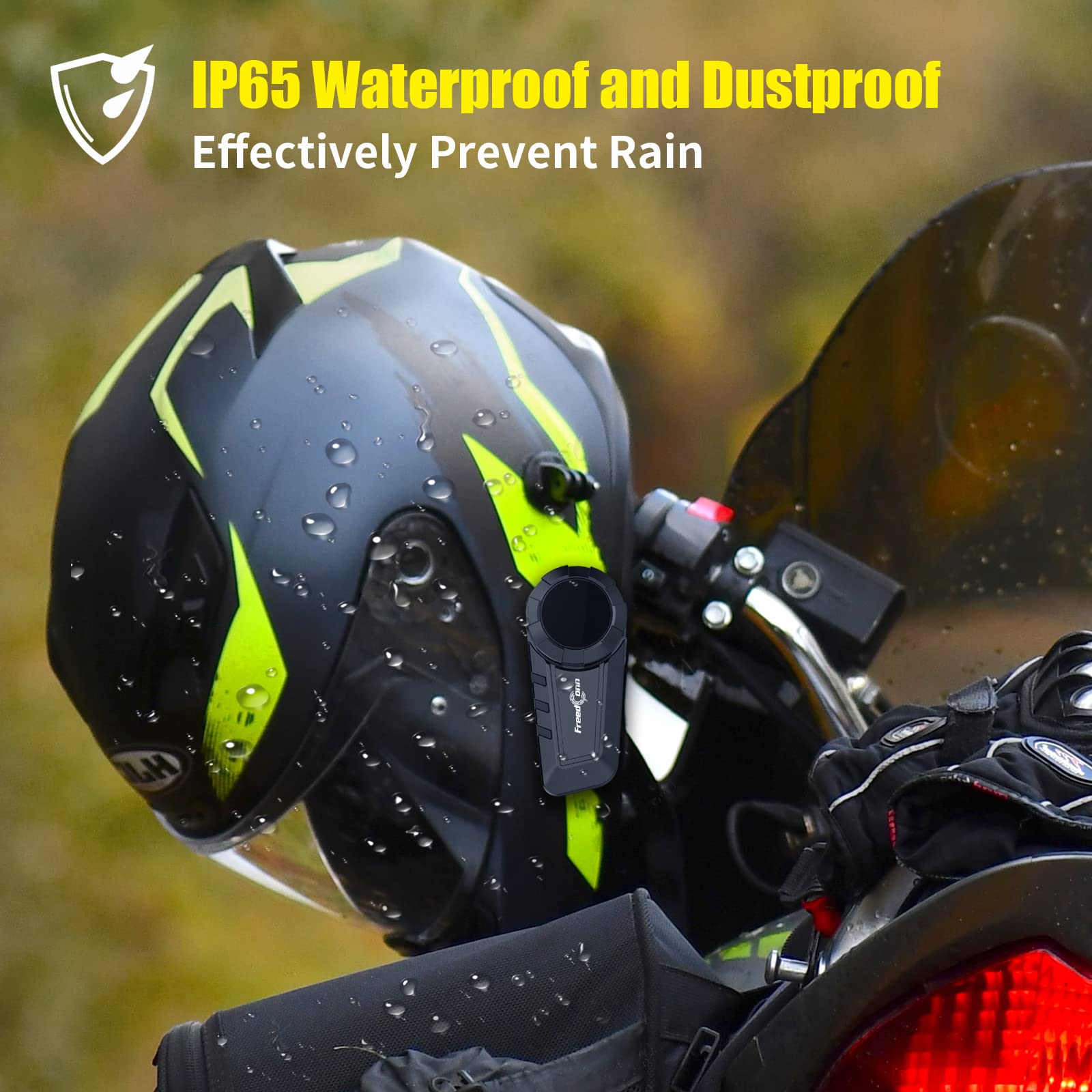 FreedConn KY PRO Motorcycle Bluetooth Headset - Bluetooth 5.0 Helmet Communication System for 6 Riders, 1200m Range, with GPS, HD Speakers, Noise-Canceling Mic, Stereo Music & Waterproof - Perfect for Group Riding, Touring & Adventure Motorcycles