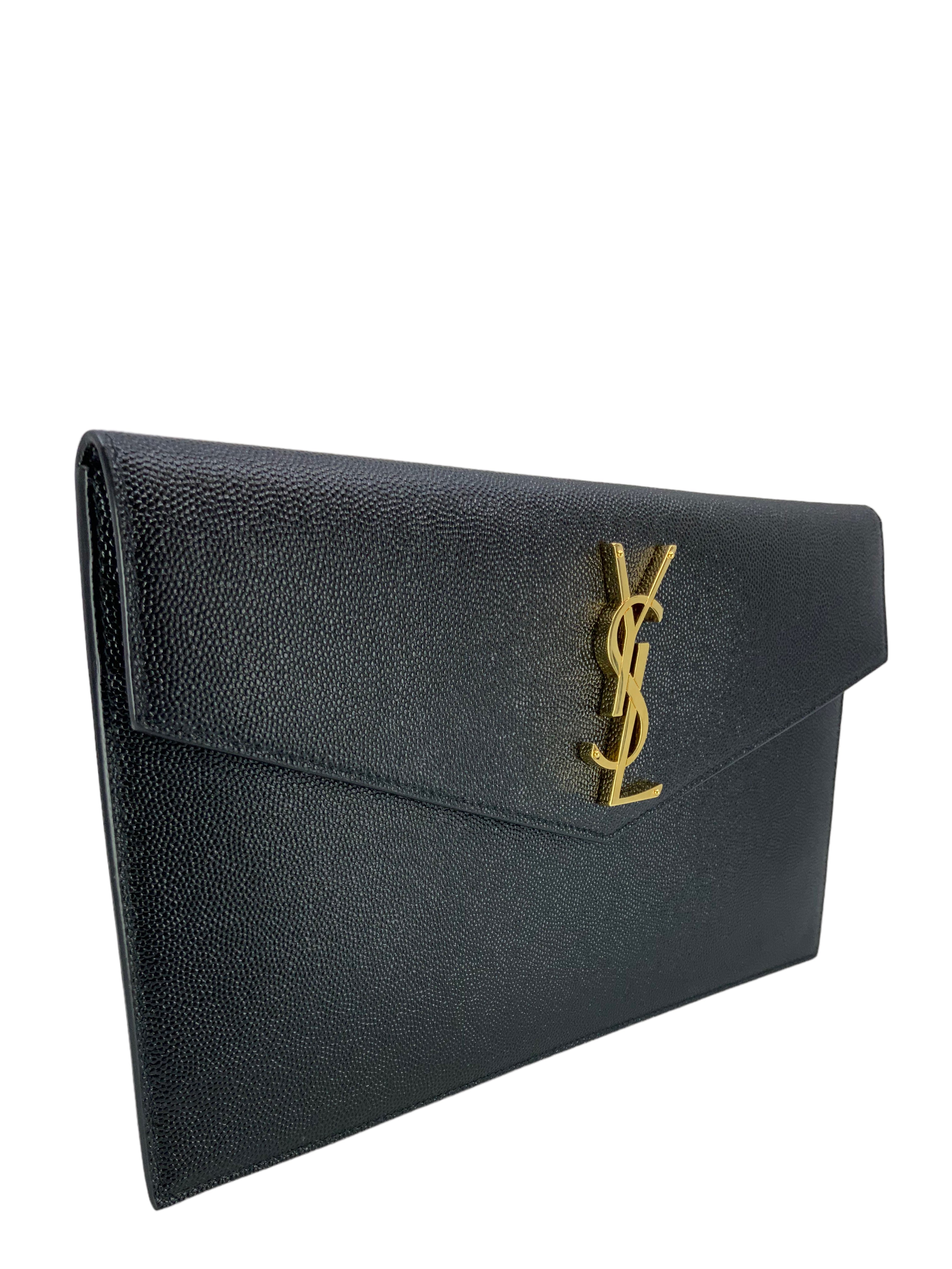 SAINT LAURENT UPTOWN POUCH CLUTCH BAG - Luxury Leather Wristlet for Women | Perfect for Evening Parties, Weddings & Special Occasions