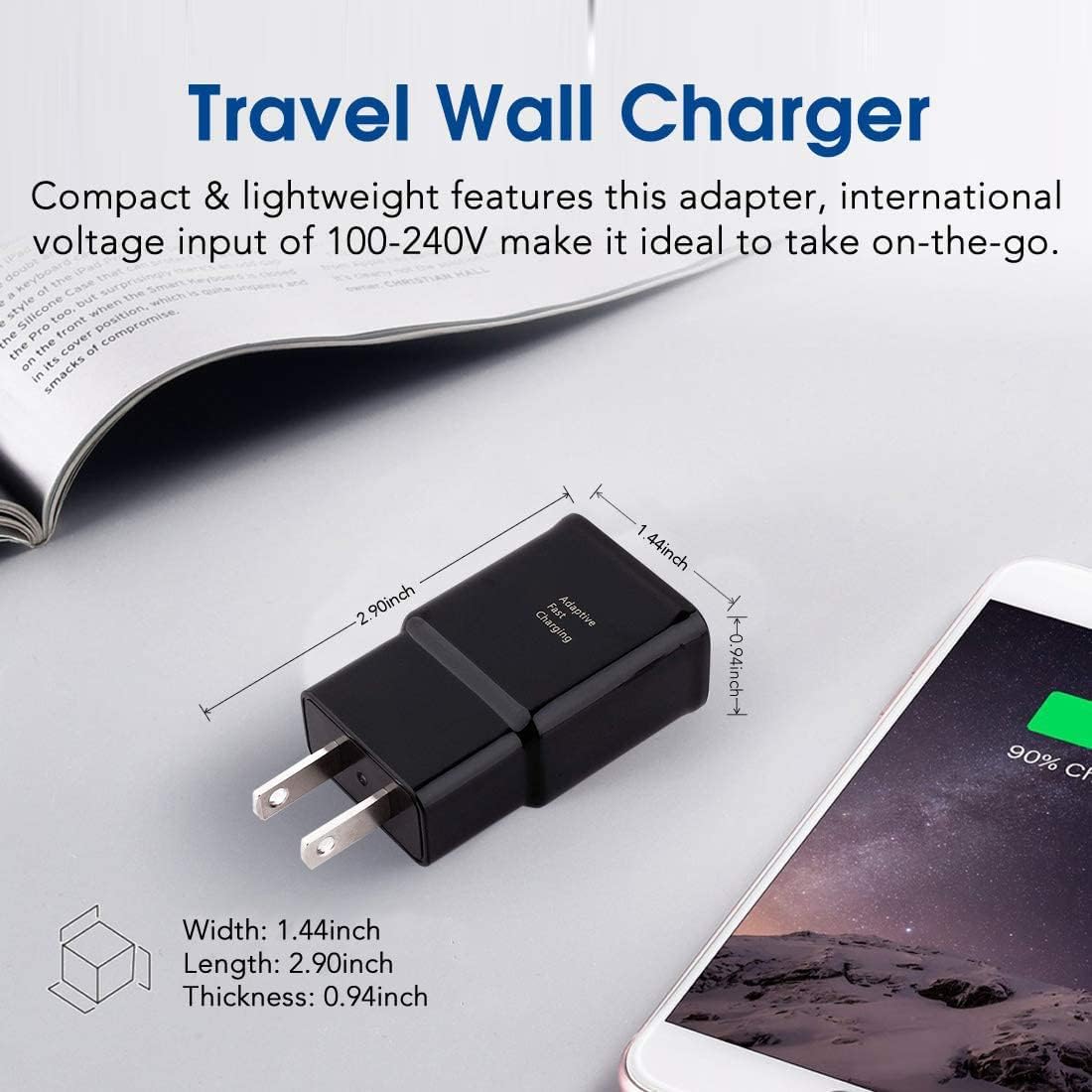 Fast Charging USB C Wall Charger & 6ft Cable - Compatible with Samsung Galaxy S25/S24/S23/S22/S21/S20/S10/S9/S8/Note 20/10/9/8 - Type C Charger Block for Android Phones - Perfect for Home, Office & Travel Charging