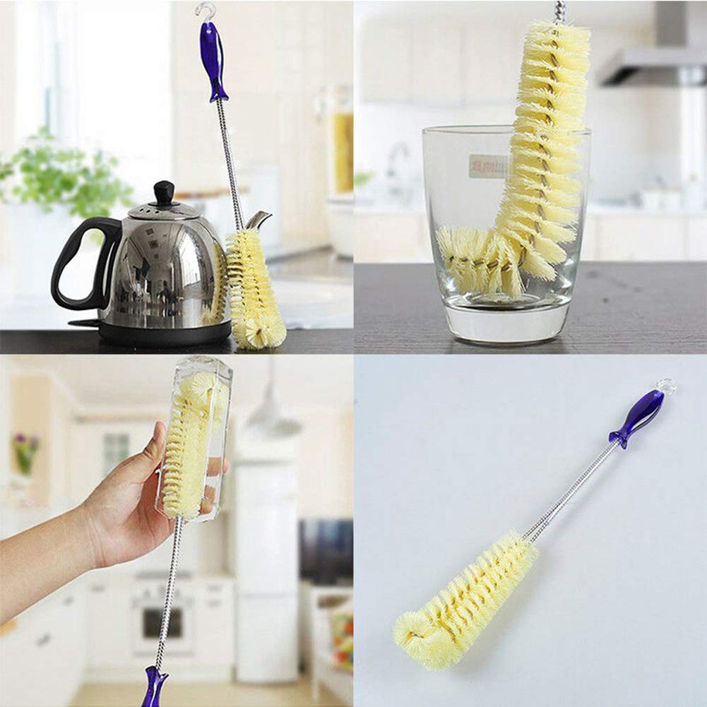 Long Handle Flexible Bottle Cleaning Brush - 25cm/10in Durable Dishwasher Safe Bottle Brush for Baby Bottles, Water Bottles, Vases & Hard-to-Reach Areas - Black