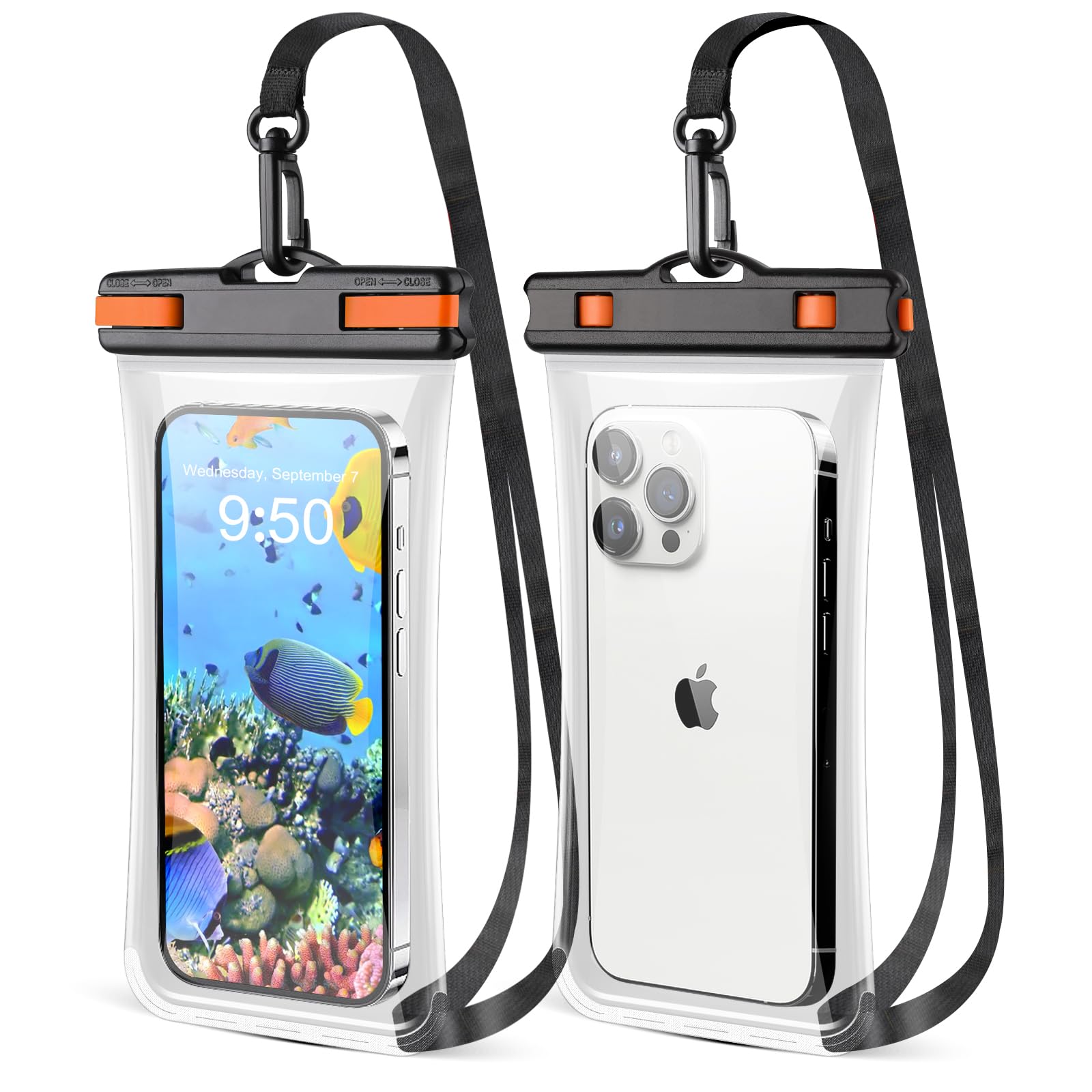 Waterproof Phone Pouch [2-Pack] IPX8 Submersible Case for iPhone 15 Pro Max 14 13 & Galaxy S24 S23 Ultra (Up to 6.9