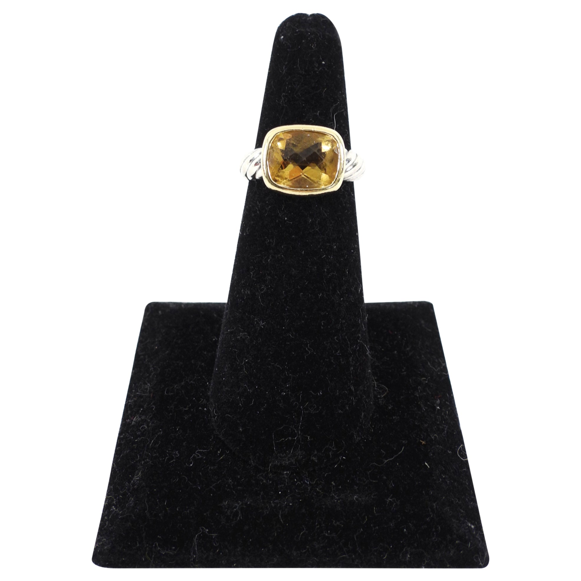 David Yurman Citrine Sterling Silver & Gold Ring - Size 5 USA - Elegant Jewelry for Women, Perfect for Weddings, Anniversaries & Special Occasions