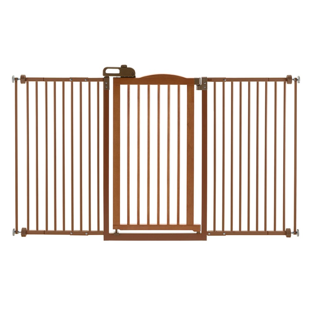 Richell Tall One-Touch Gate II Wide - 38.4 Inch Adjustable Dog Gate for Stairs & Doorways - Autumn Matte Finish (94934) - Perfect for Large Dogs & Pet Safety at Home