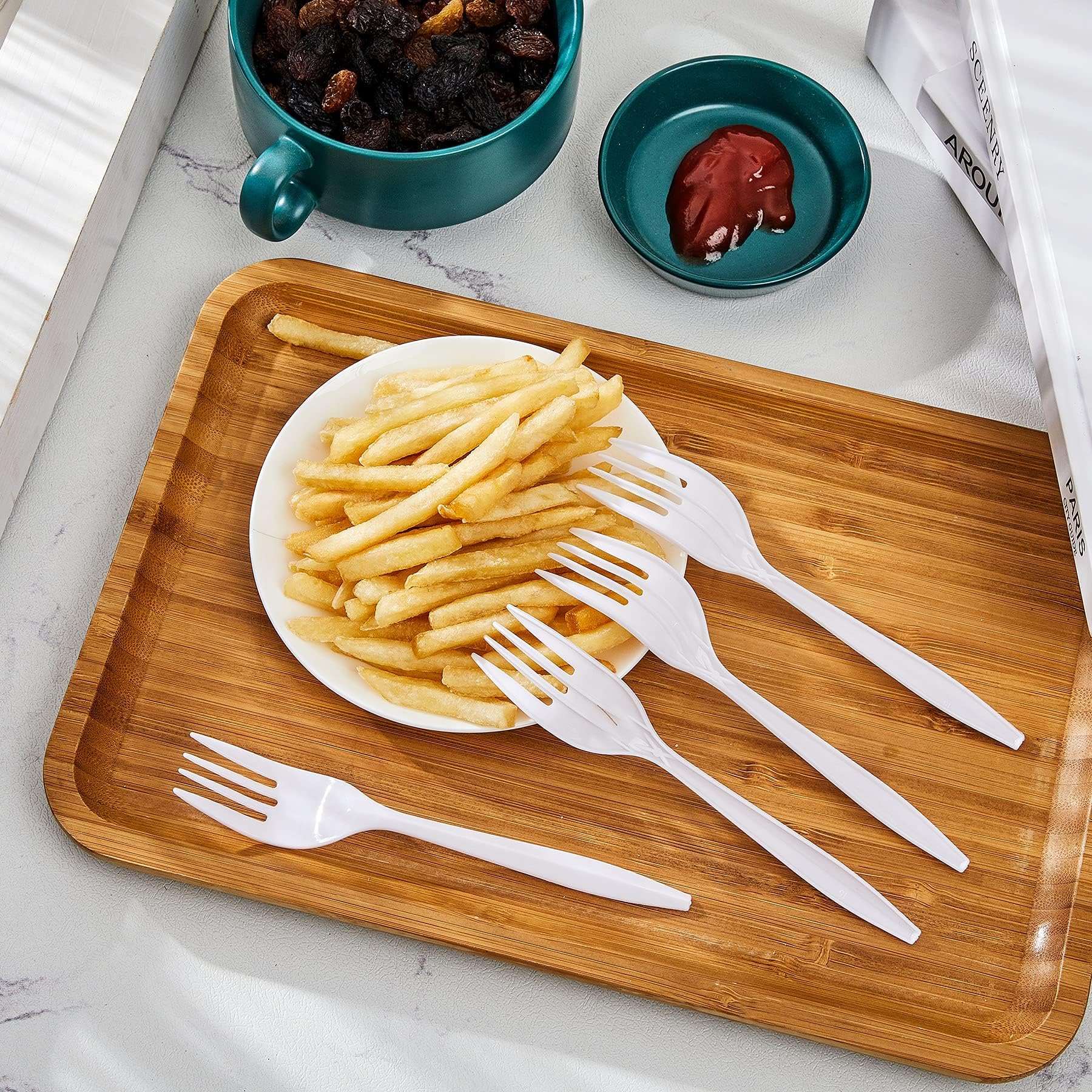 300 Pack White Plastic Forks Bulk - 6.4