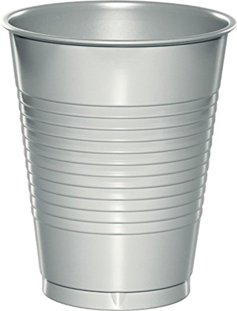 Premium 16oz Plastic Cups - Pack of 20, Shimmering Silver Disposable Party Cups for Weddings, Birthdays & Outdoor Events - BPA-Free & Durable