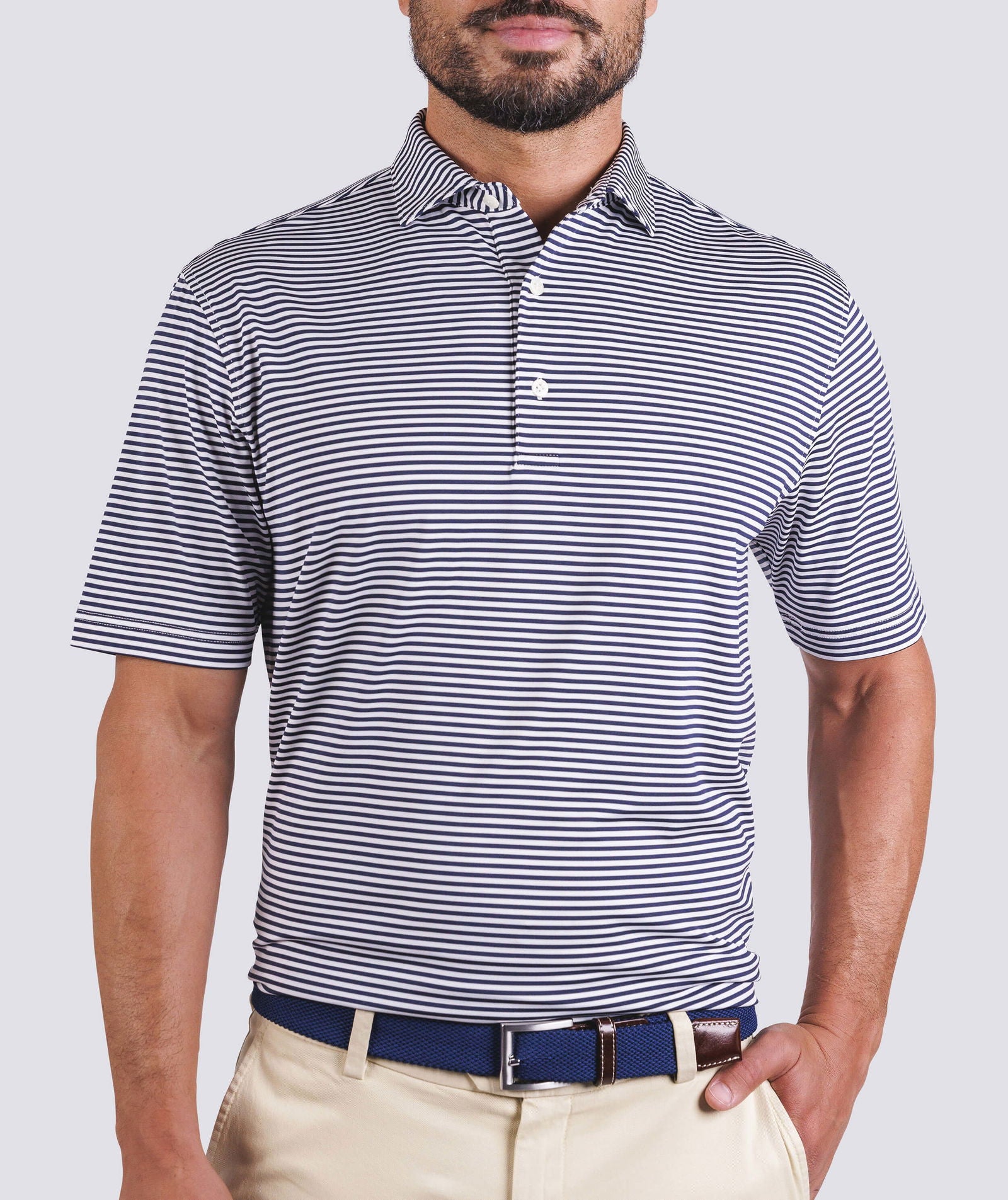 Cooper Stripe Performance Polo Shirt for Men - Moisture-Wicking, Breathable & Quick-Dry Golf & Tennis Polo - Perfect for Sports, Work & Casual Wear