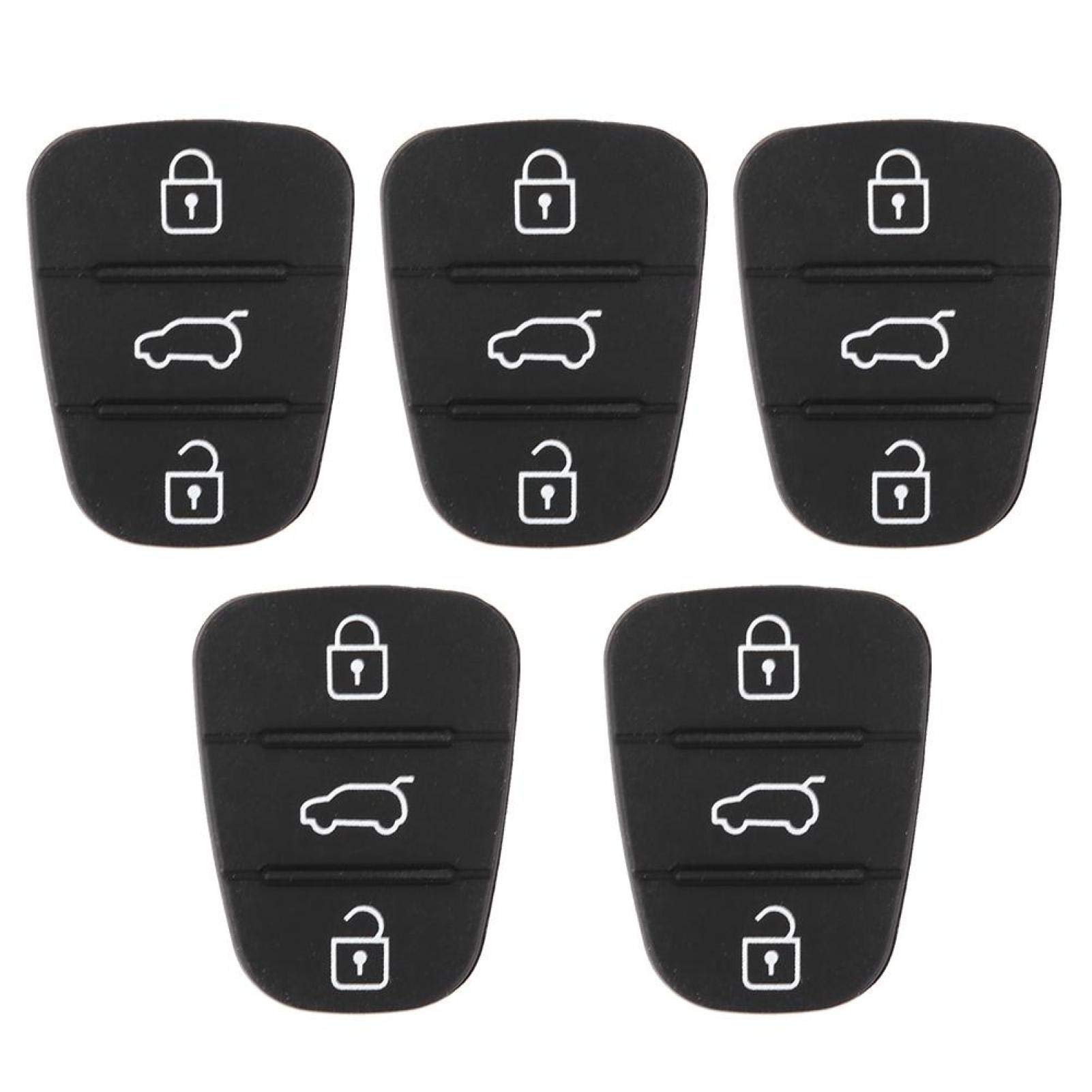 3-Button Car Key Shell Cover Replacement - 5pcs Rubber Keypad for Kia Smart Key Remote (No Letters) - Durable & Protective Button Pad for Men's Car Keys - Perfect for Key Fob Repair & Replacement