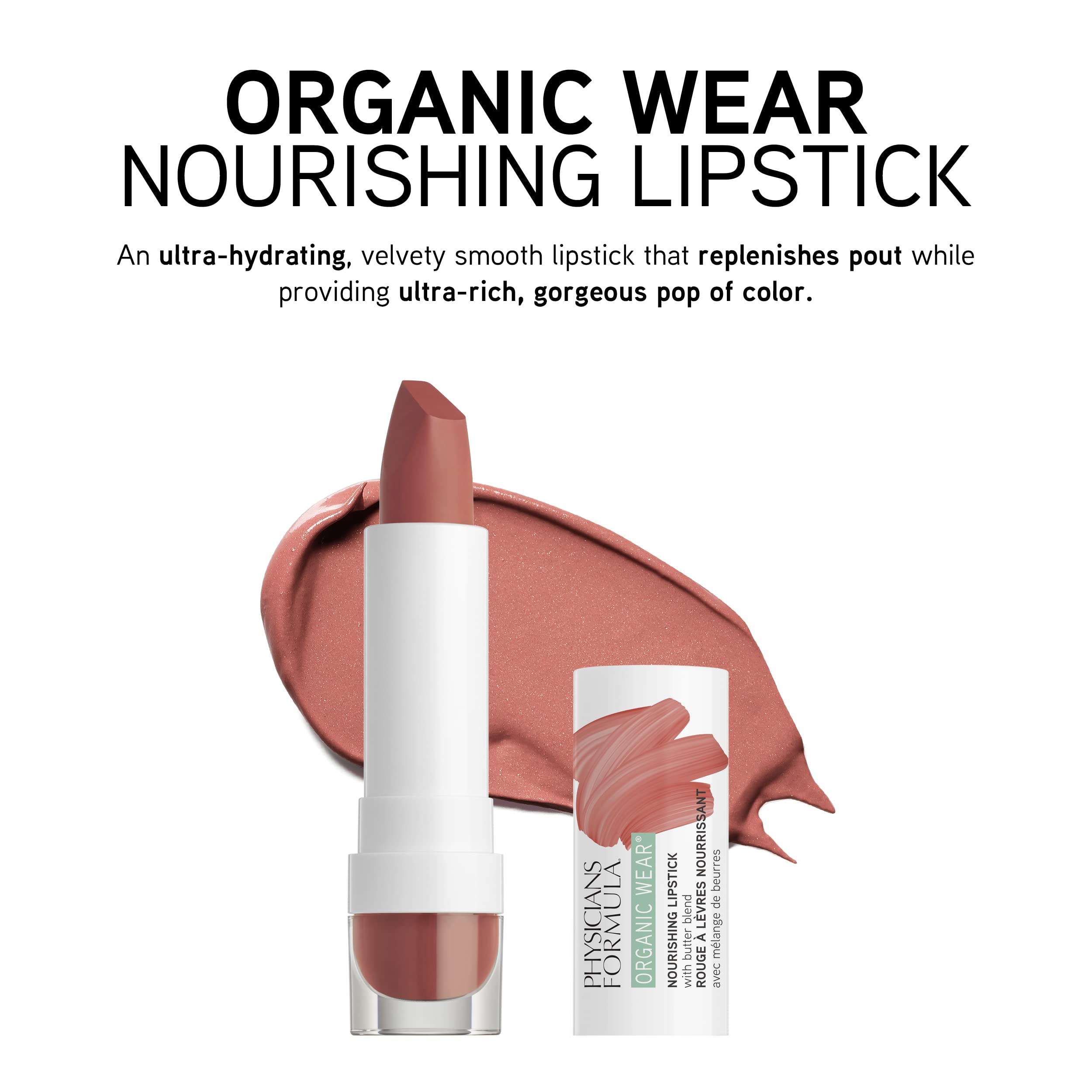 Physicians Formula Organic Wear All Natural Lipstick - Goji Berry, Nourishing & Dermatologist Approved, Gluten Free | Vegan Lip Color for Daily Wear, Date Night & Special Occasions
