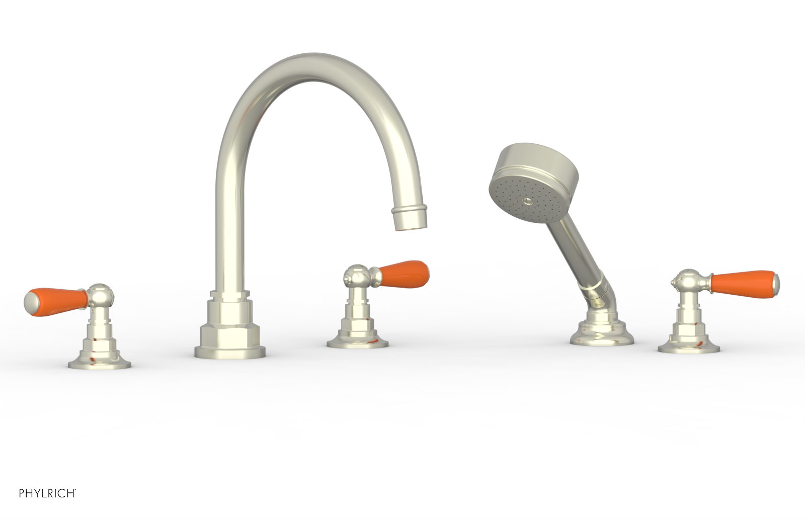 Jamestown Deck Tub Set with Hand Shower - Lever Handles & Orange Accents (165-49) - Perfect for Outdoor Bathing & Relaxation in Your Backyard Oasis