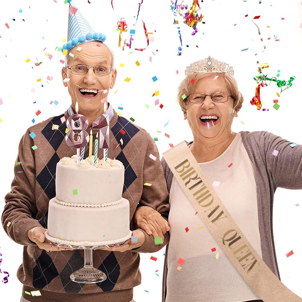 Birthday Queen Tiara and Sash Set for Women - Sparkling Princess Crown & Birthday Decorations | Perfect for Birthday Parties, Bachelorette, and Special Celebrations