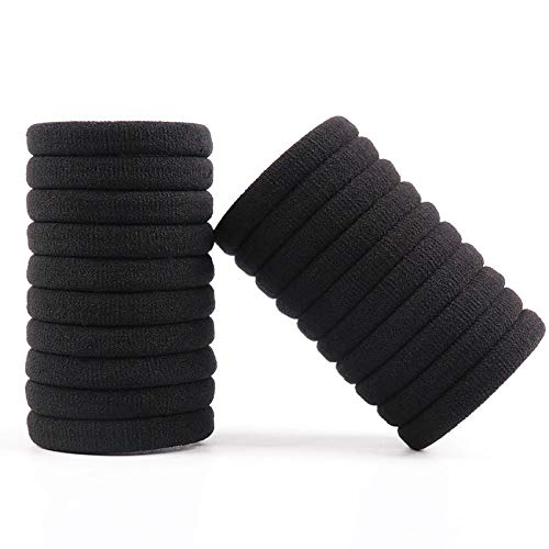 VSAKSH 20 Pack Black Elastic Hair Bands for Women - Soft Scrunchies, Ponytail Holders & Headbands - Hair Accessories for Girls, Workouts, Yoga & Everyday Use