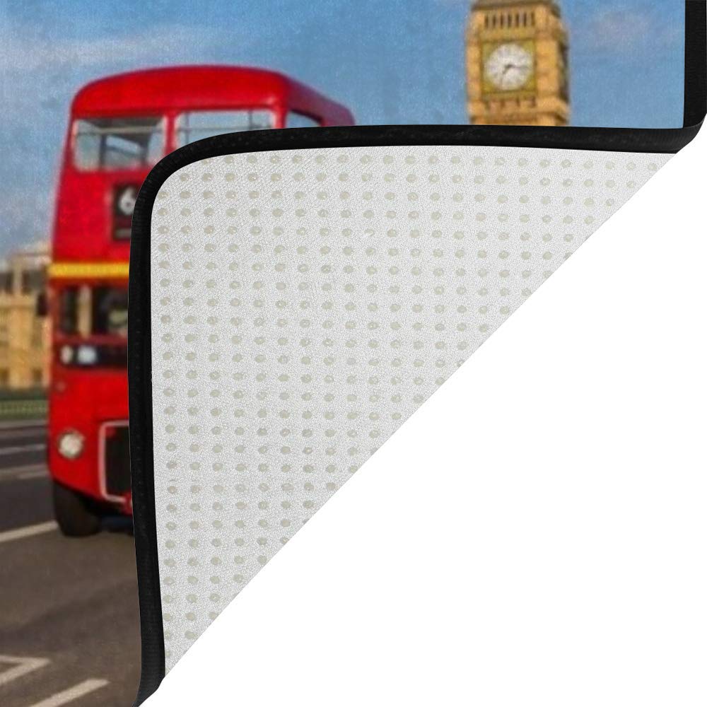 London Cityscape Non-Slip Area Rug - Soft Washable Floor Mat for Living Room, Nursery & Kids Play Area | 5'25