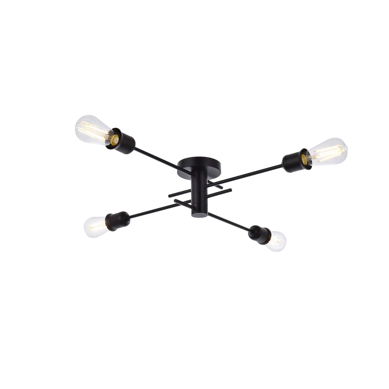 Xavier 4-Light Black Flush Mount Ceiling Light Fixture - Modern Lighting for Bedroom, Hallway & Kitchen