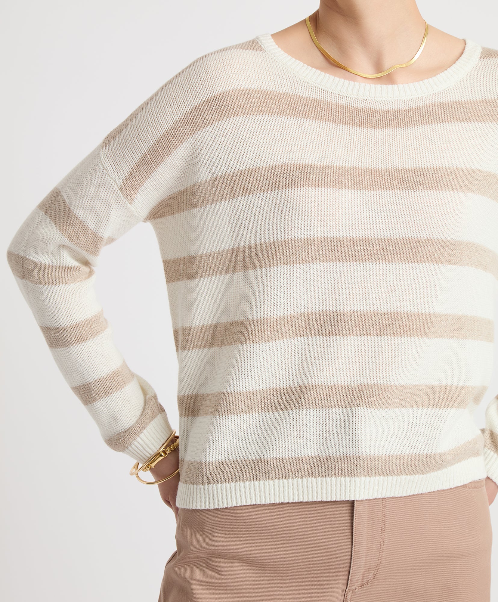 Boxy Crew Natural Wide Stripe T-Shirt - Soft Cotton Casual Tee for Men & Women | Perfect for Everyday Wear, Street Style & Layering