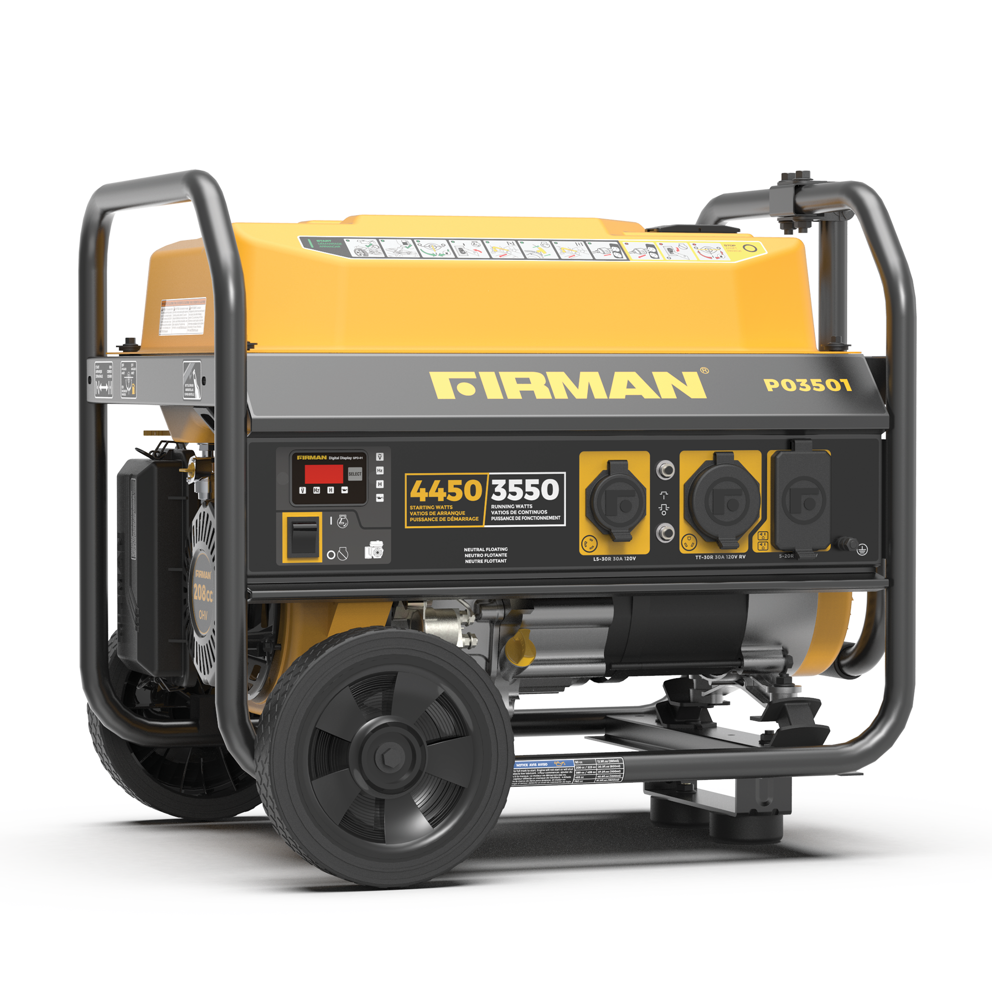 4450W Portable Gas Generator with Recoil Start - 120V Power for Camping, Emergencies & Outdoor Activities