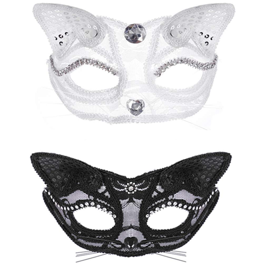 PartyKindom Stylish Halloween Lace Fox Mask - Elegant Masquerade Costume Accessory for Women | Perfect for Halloween Parties, Cosplay Events & Themed Celebrations