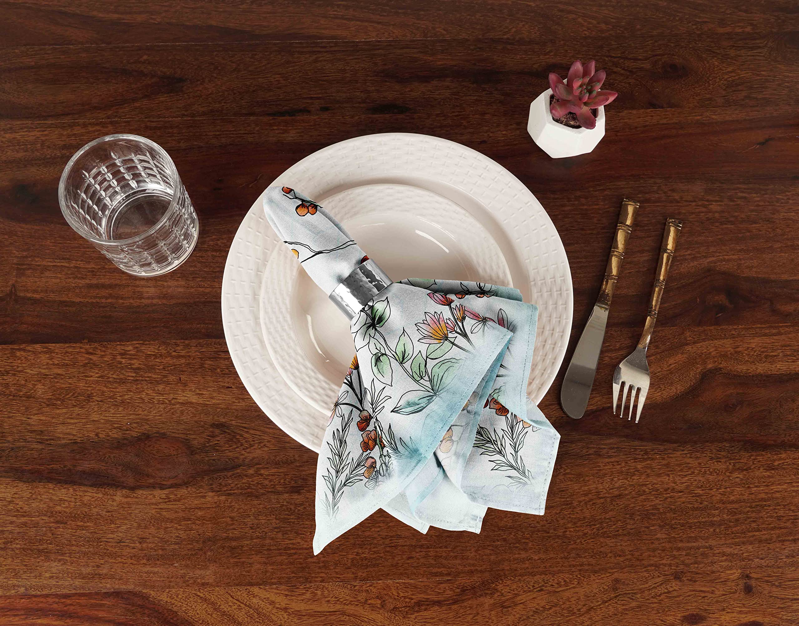 Premium Cotton Printed Reusable Napkins Set of 4 - 20