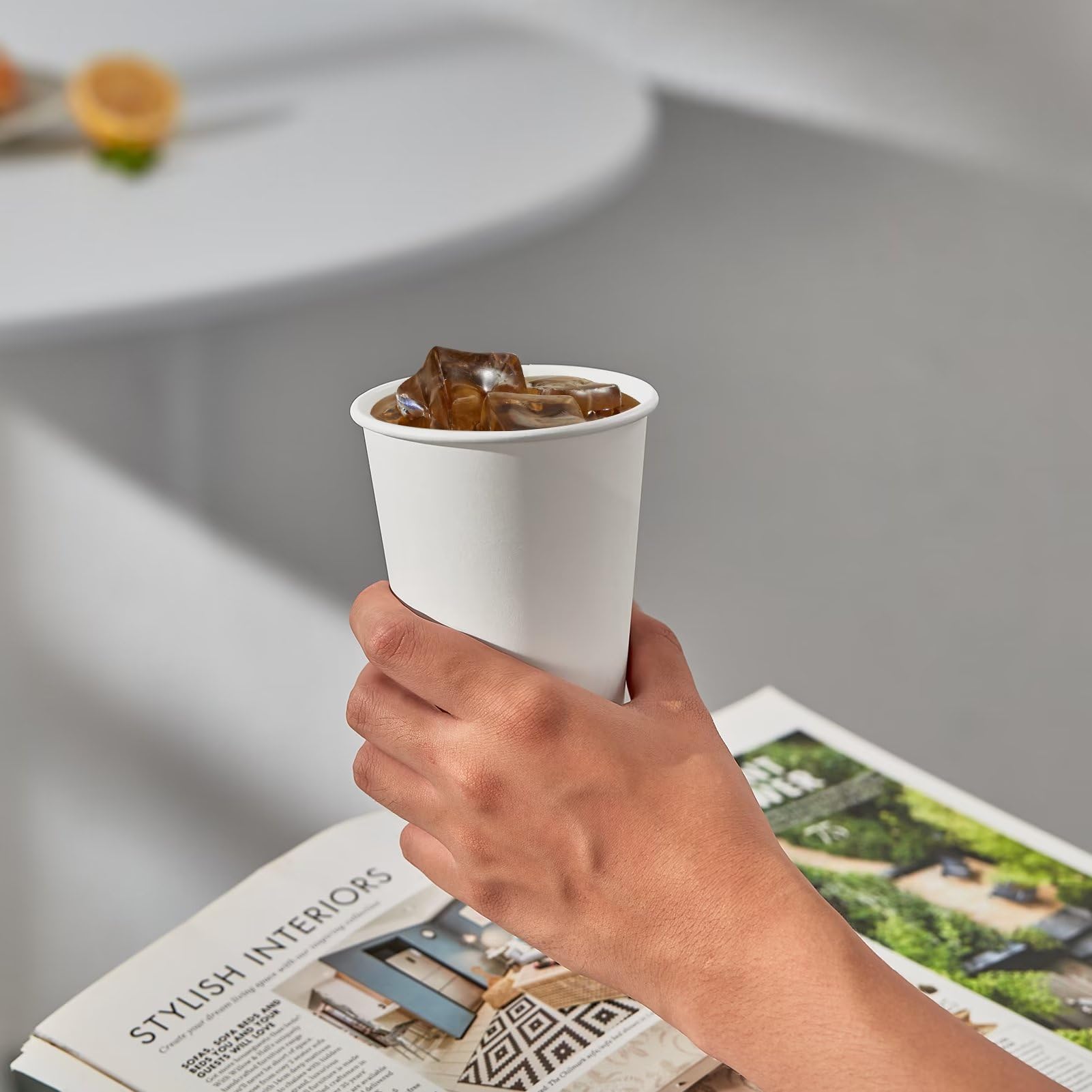 JOLLY PARTY 300 Pack 12 oz Disposable Paper Coffee Cups - Eco-Friendly Hot & Cold Beverage Drinking Cups for Coffee, Tea, Water - Bulk White Paper Cups for Office, Cafes, Parties & Events