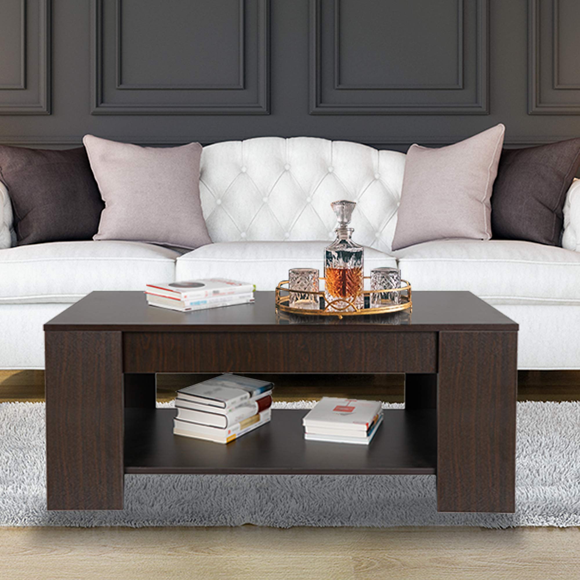ZENY Lift Top Coffee Table with Hidden Storage Compartment & Shelves - Modern Living Room Furniture for Home Decor | Perfect for Small Spaces, Apartments & Stylish Home Organization