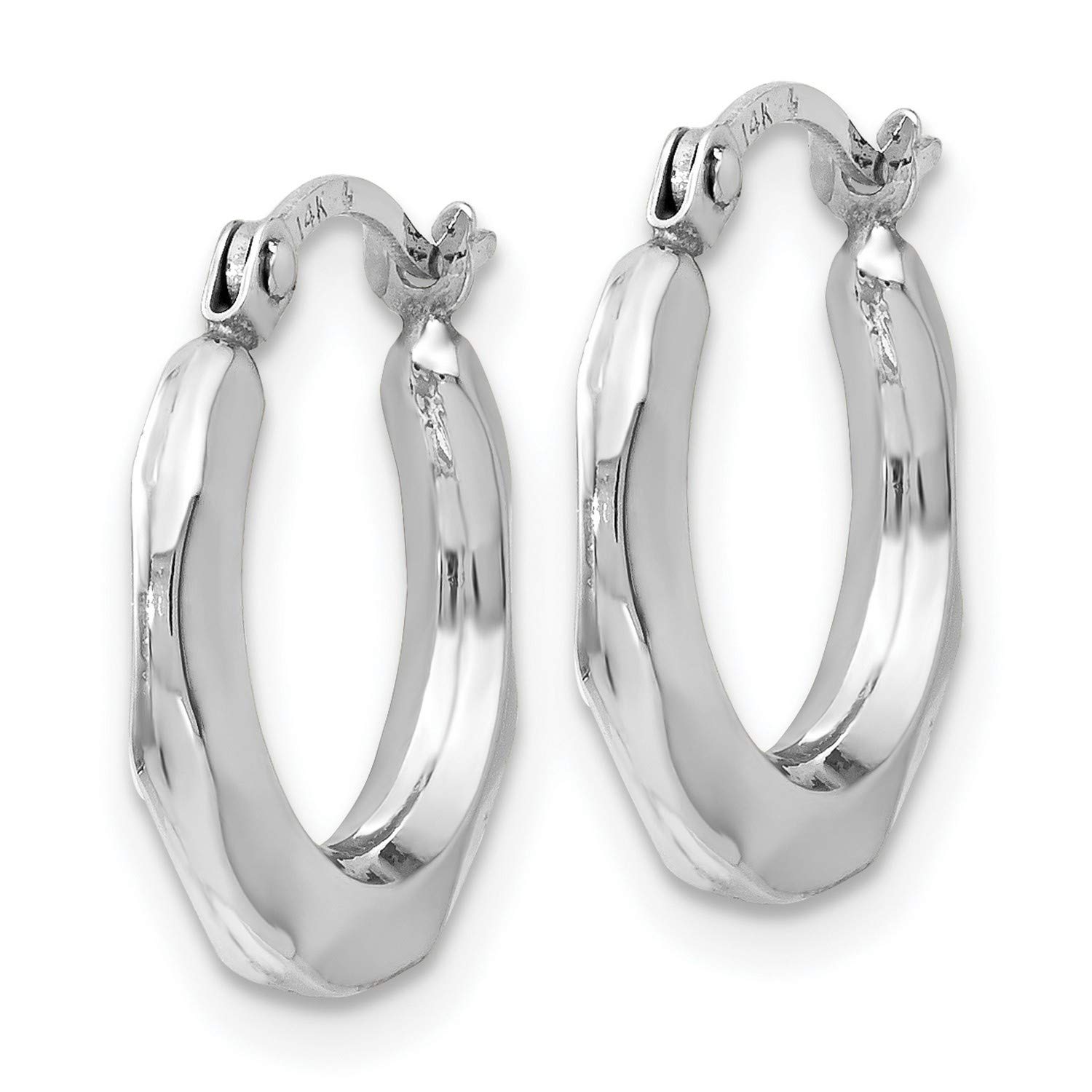 14K White Gold Hinged Hoop Earrings for Women - 14x15mm Classic Dangle Hoops - Perfect for Everyday Wear, Date Night & Special Occasions