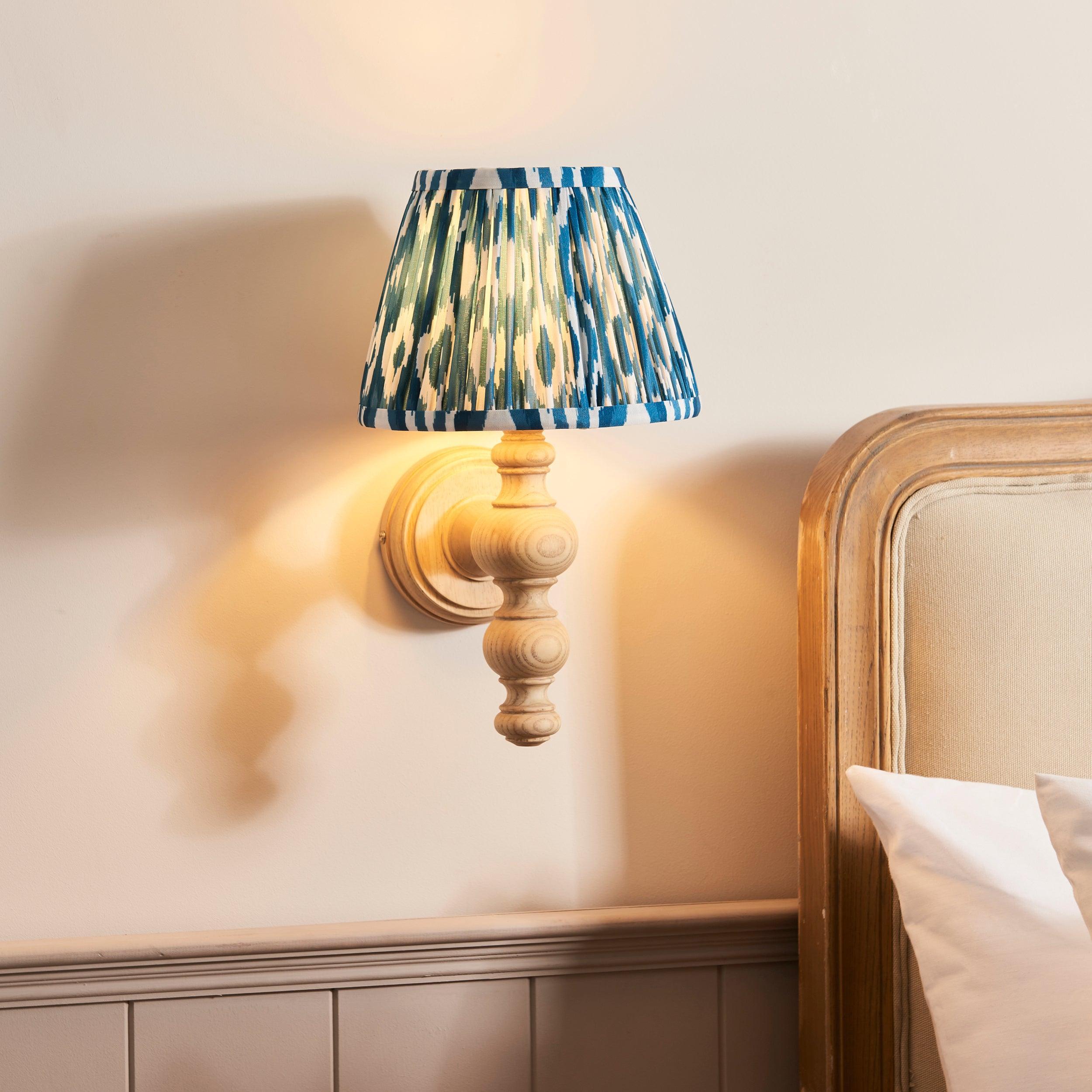Bibury Wooden Wall Light with 20cm Shade - Rustic Home Decor for Bedroom, Living Room, and Hallway Lighting