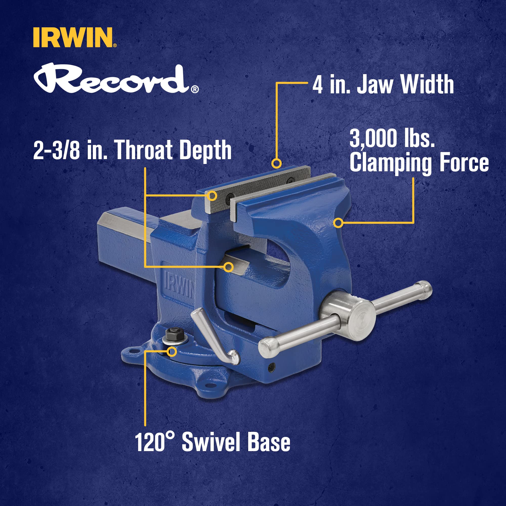 IRWIN Bench Vise 6-Inch Quick Adjust Clamp (1959551) - Heavy Duty Metalworking Tool for Woodworking, DIY Projects & Garage Workshop Use