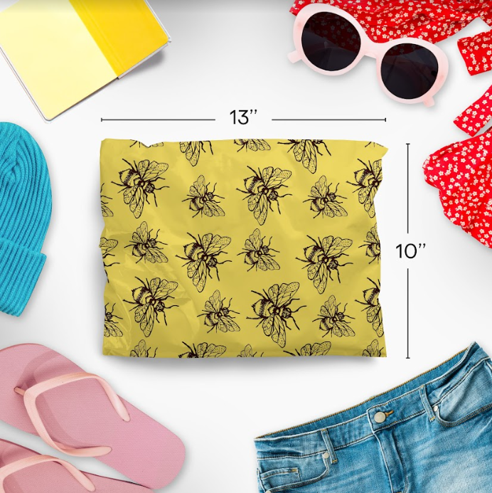 10x13 Bees Polymailers - Eco-Friendly Shipping Envelopes for E-Commerce, Small Business & Online Sellers | Perfect for Mailing Documents, Clothing & Lightweight Packages