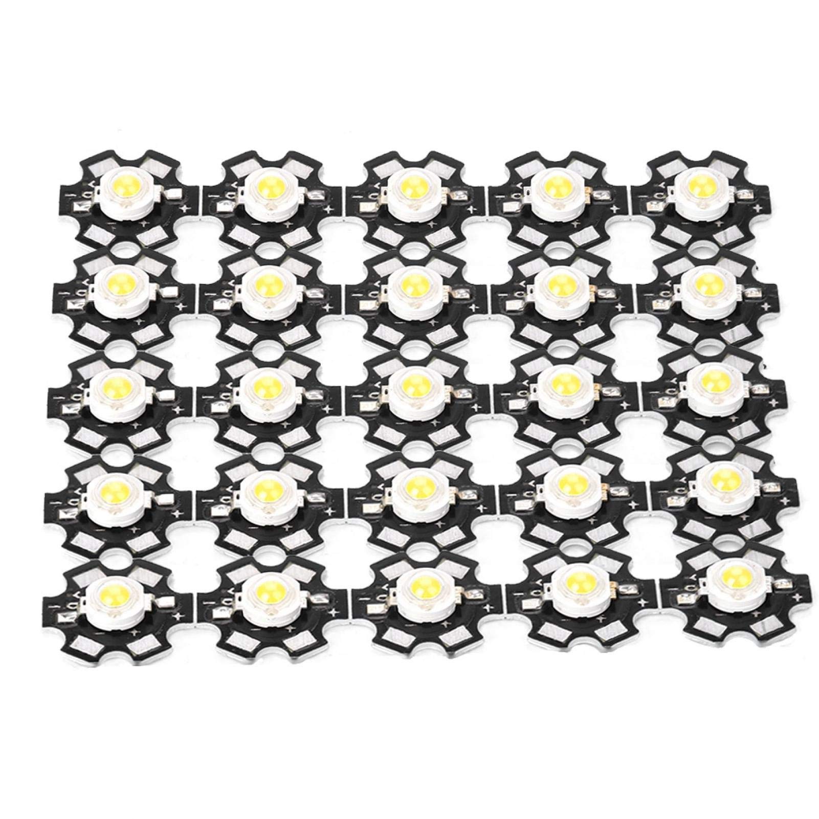 25PCS Natural White LED Chip Light Beads 4000-4500K with Plate - DIY Spotlight Lamp Beads for Flashlight, Home Decoration & Craft Lighting Projects