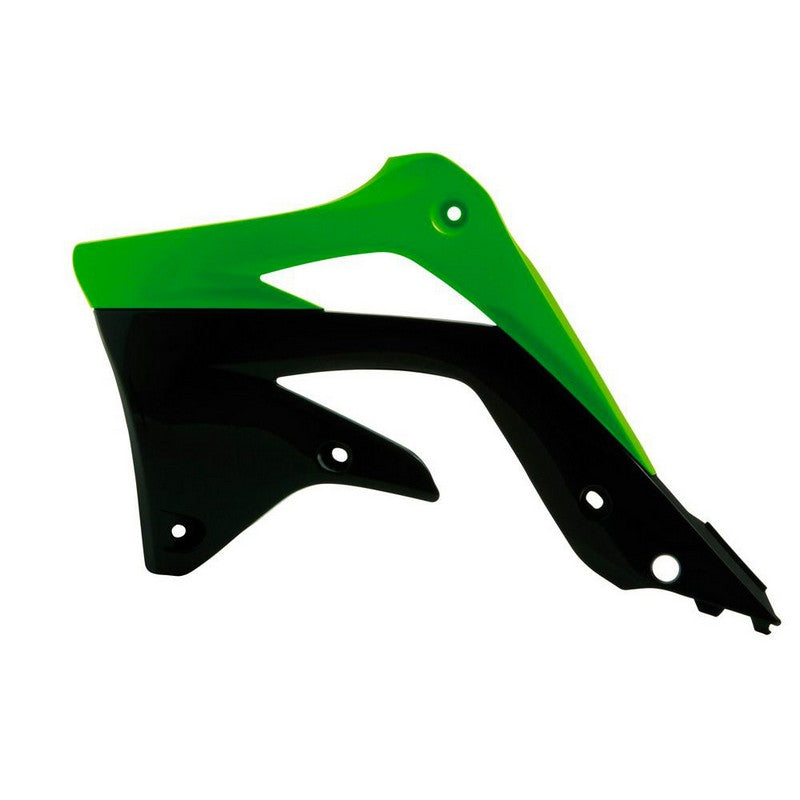 RTECH KX450F 12-15 Radiator Shrouds - High Performance Green & Black Motorcycle Parts for Off-Road & Motocross Racing