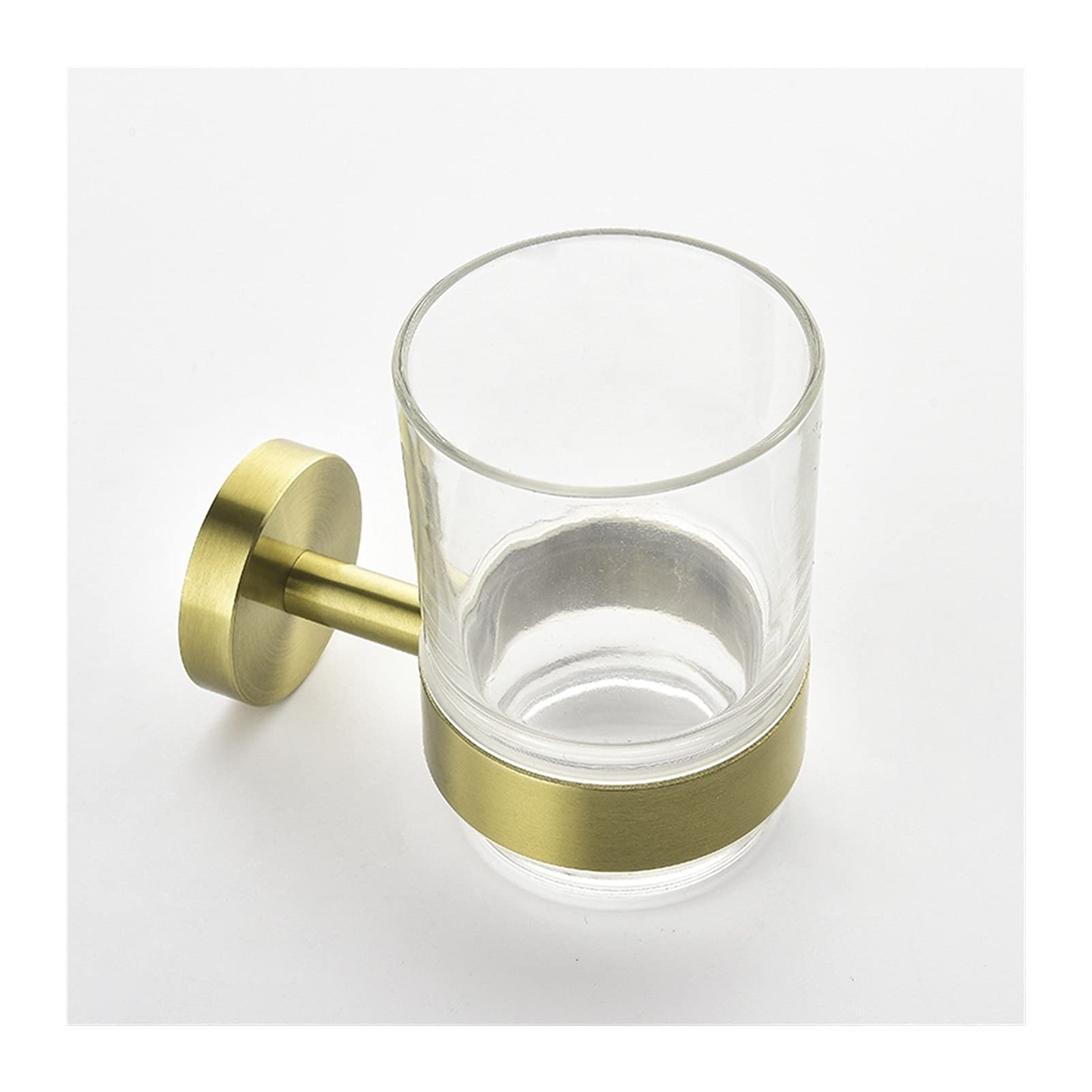 Luxury Gold Polished Stainless Steel Toothbrush & Tumbler Holder Set with Glass Cup - 4 Piece Wall Mount Bathroom Organizer for Modern Home Decor