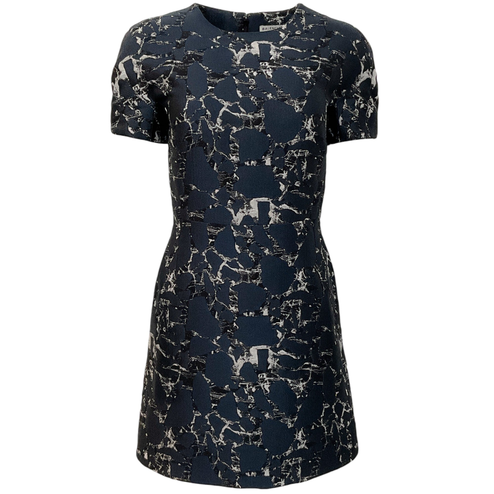 Balenciaga Blue & Black Jacquard Dress for Women - Elegant Designer Dress for Parties, Weddings & Special Occasions