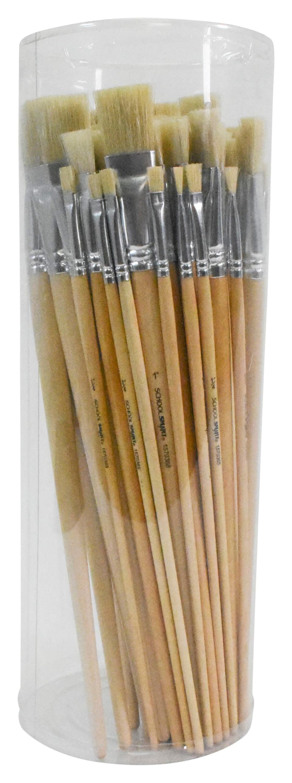 School Smart Interlocked White Paint Brushes Bulk Set of 72 - Assorted Sizes for Classroom, Art Projects & DIY Crafts - Perfect for Kids Painting, Watercolor, Acrylic & School Art Supplies