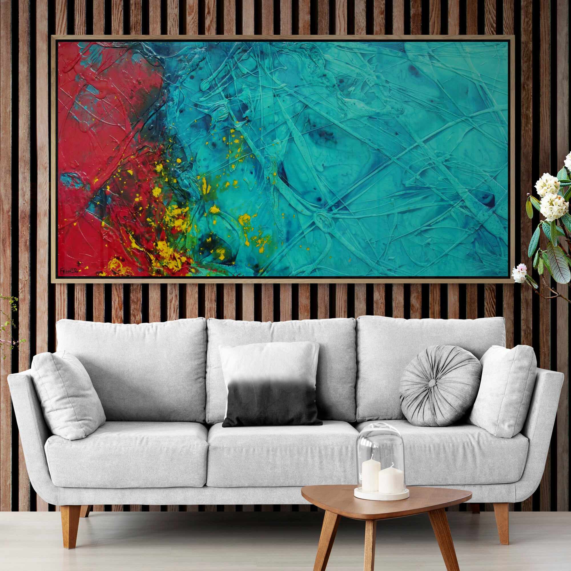 Jade Red Dragon 190cm x 100cm Abstract Textured Canvas Painting - Modern Wall Art for Living Room, Bedroom & Office Decor