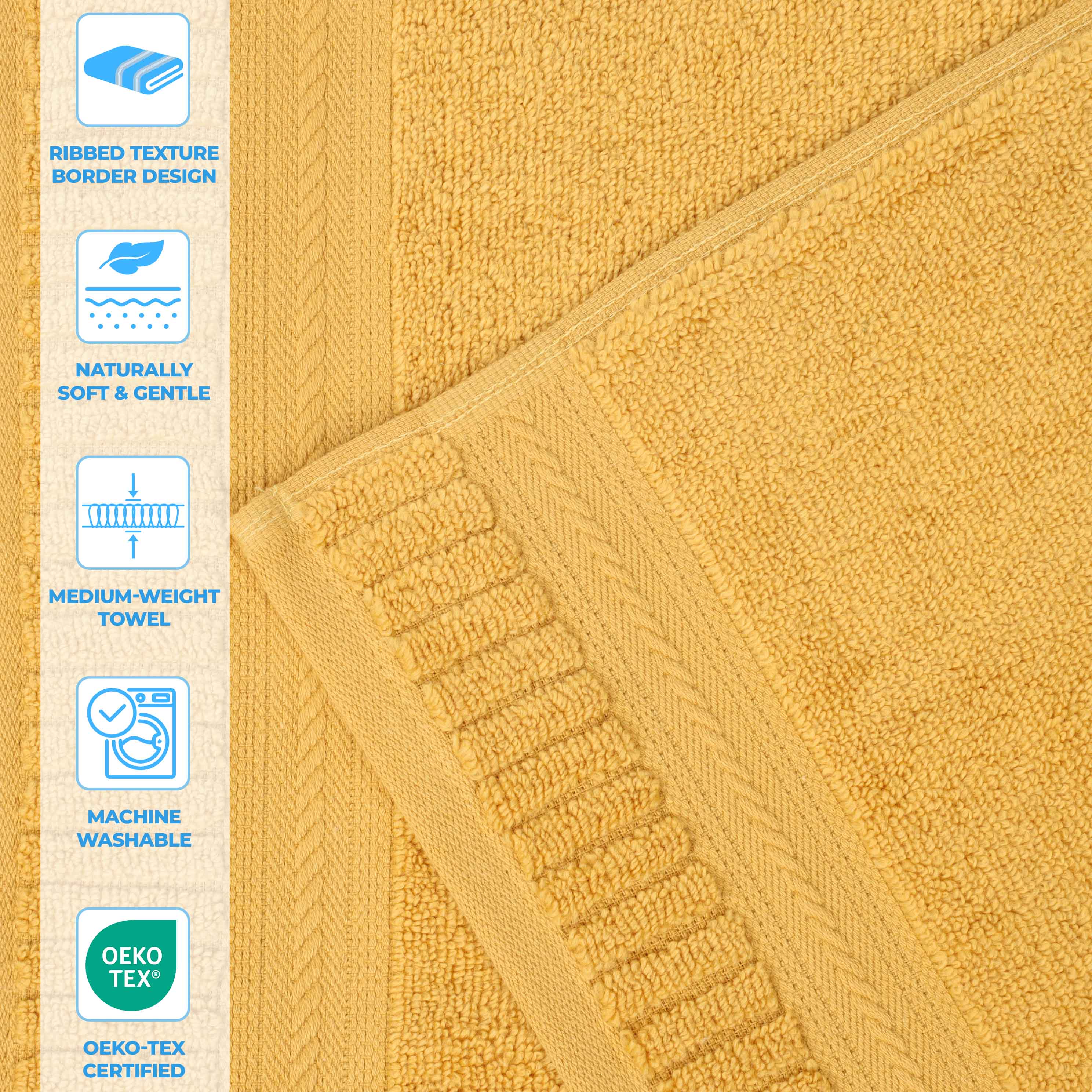 Venice Zero Twist Cotton Medium Weight Absorbent 3-Piece Bath Towel Set - Soft & Quick-Drying for Spa, Gym, and Beach Use