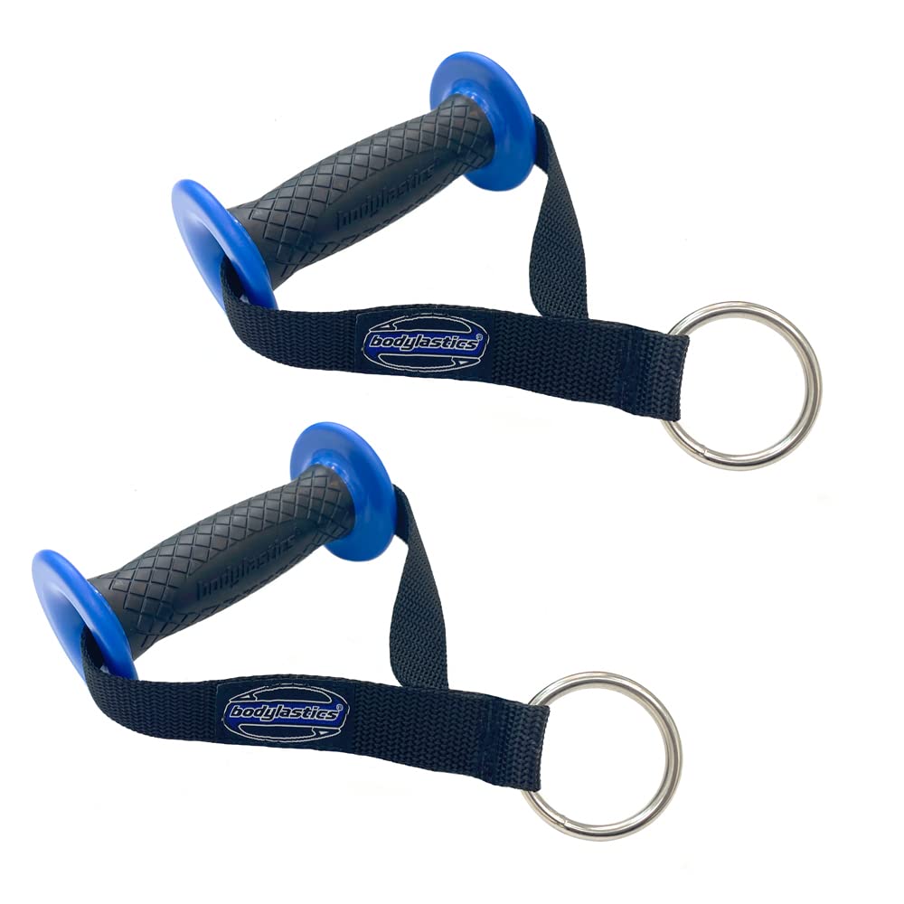 Upgraded Bodylastics Resistance Band Handles - Heavy Duty Gym Handles with Ergonomic TPR Waffle Grip & Welded O-Rings - Durable Nylon Webbing Exercise Bands for Men and Women - Perfect for Home Workouts, Strength Training, and Physical Therapy