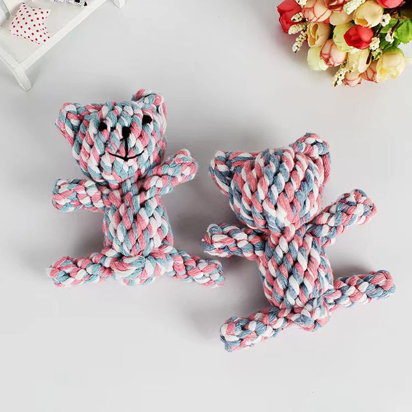 Durable Puppy Teething Chew Toys for Dogs - Safe Braided Rope Dog & Cat Chew Toys | Natural Pet Dental Health Toys | Handmade Dog Gift for Puppies & Adult Dogs - Perfect for Indoor Play, Training & Teething Relief