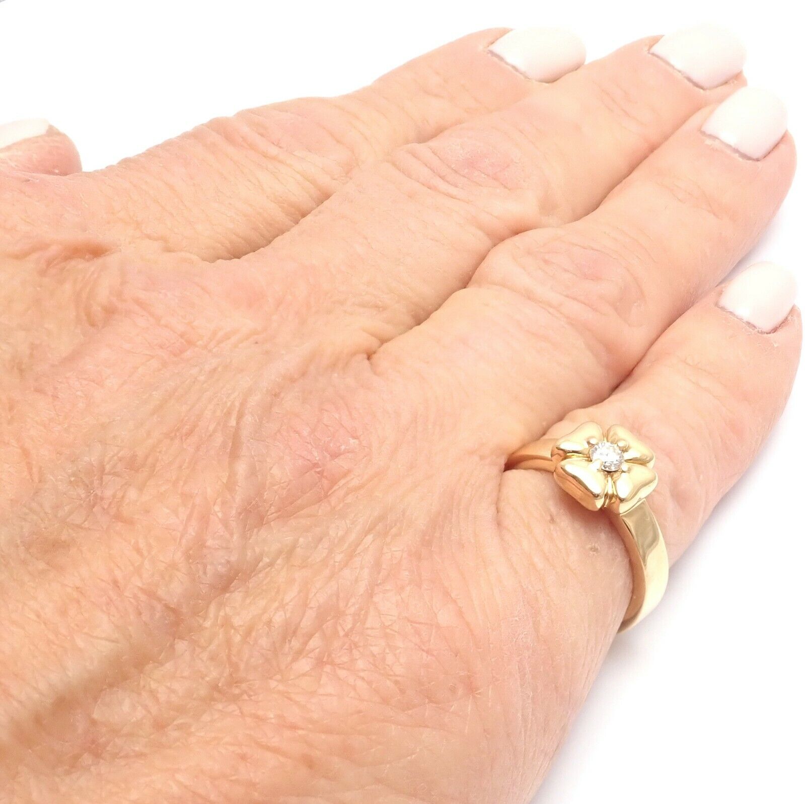 Luxury Chanel 18k Yellow Gold Diamond Four Leaf Clover Ring for Women - Elegant Jewelry Gift for Anniversary, Birthday & Special Occasions