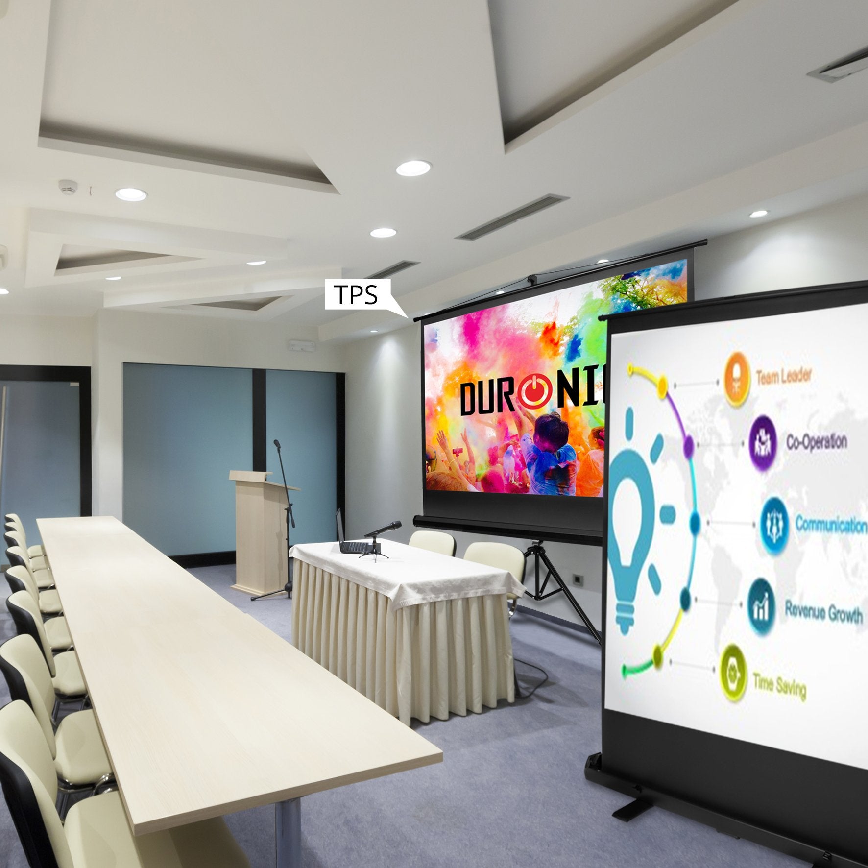 Duronic FPS100/43 100-Inch Freestanding Projector Screen | 4:3 Aspect Ratio | Home Theater, Classroom & Office Presentations | Perfect for Movie Nights, Business Meetings & Educational Use