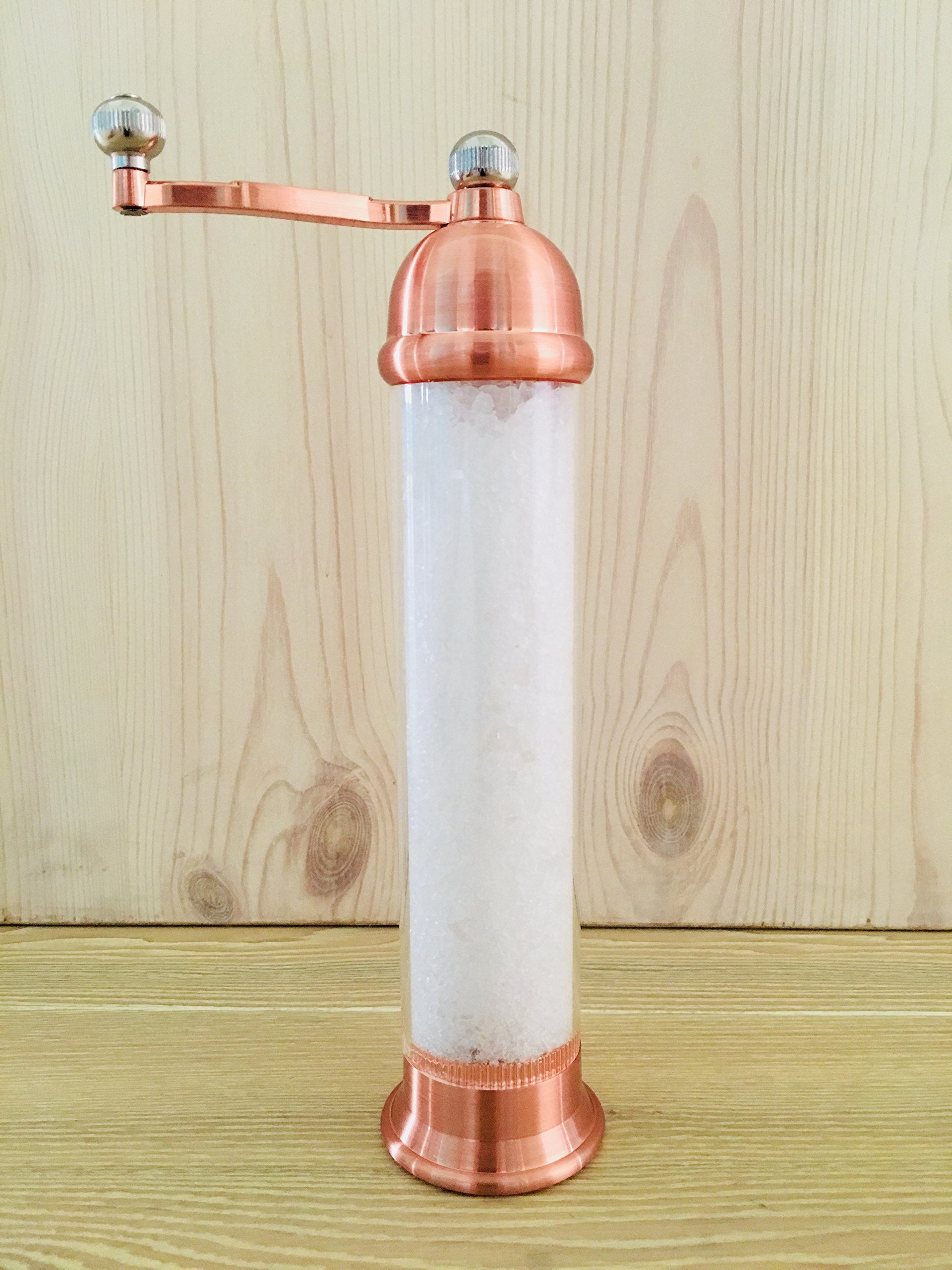 Premium Greek Rose Gold Pepper & Salt Grinder Set - Stainless Steel & Acrylic Mill for Kitchen, Dining Table, Restaurant - Perfect for Gourmet Cooking & Gift Giving