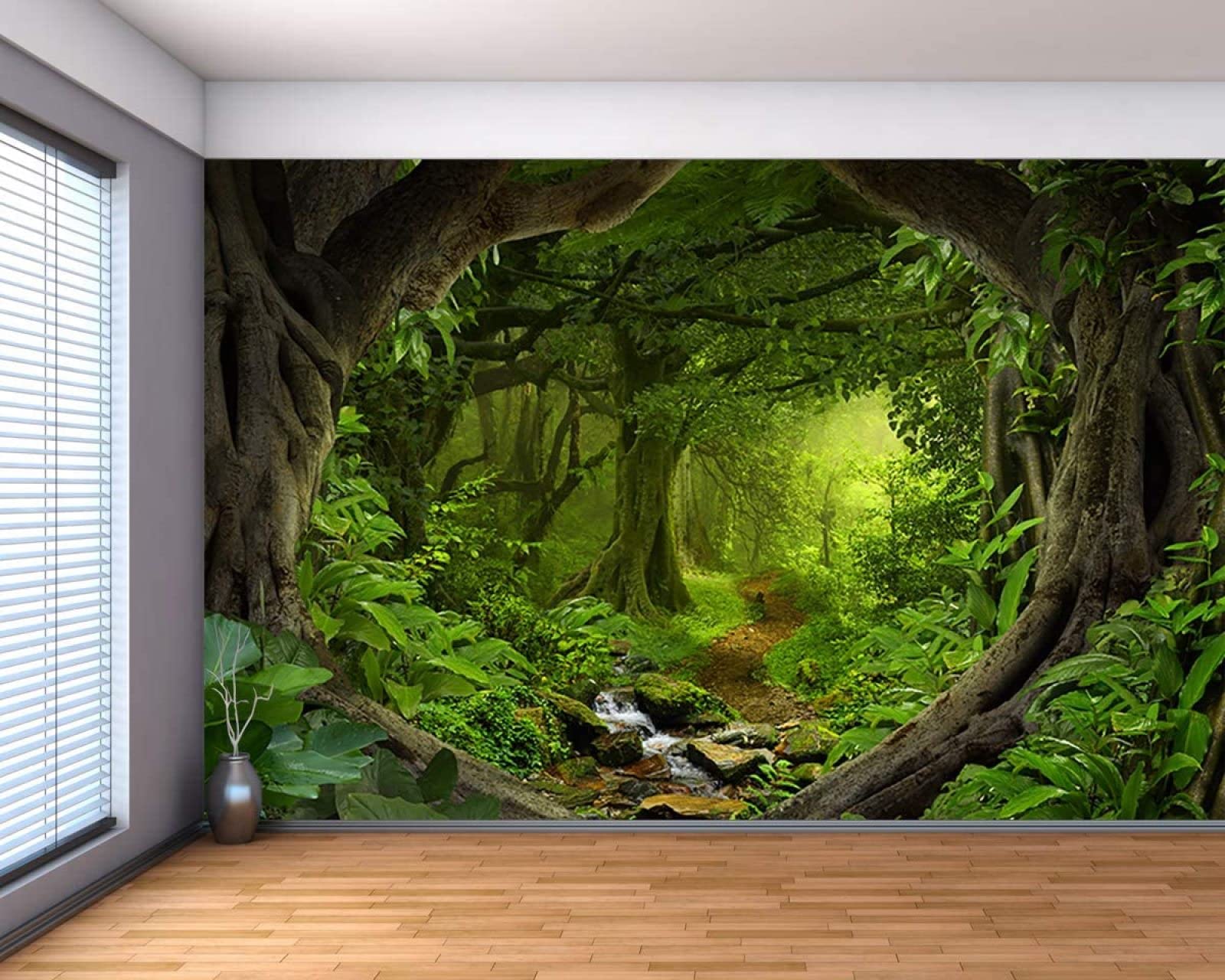 Fantasy Enchanted Forest Canvas Wall Mural - Self-Adhesive Peel & Stick Vinyl Wallpaper (116