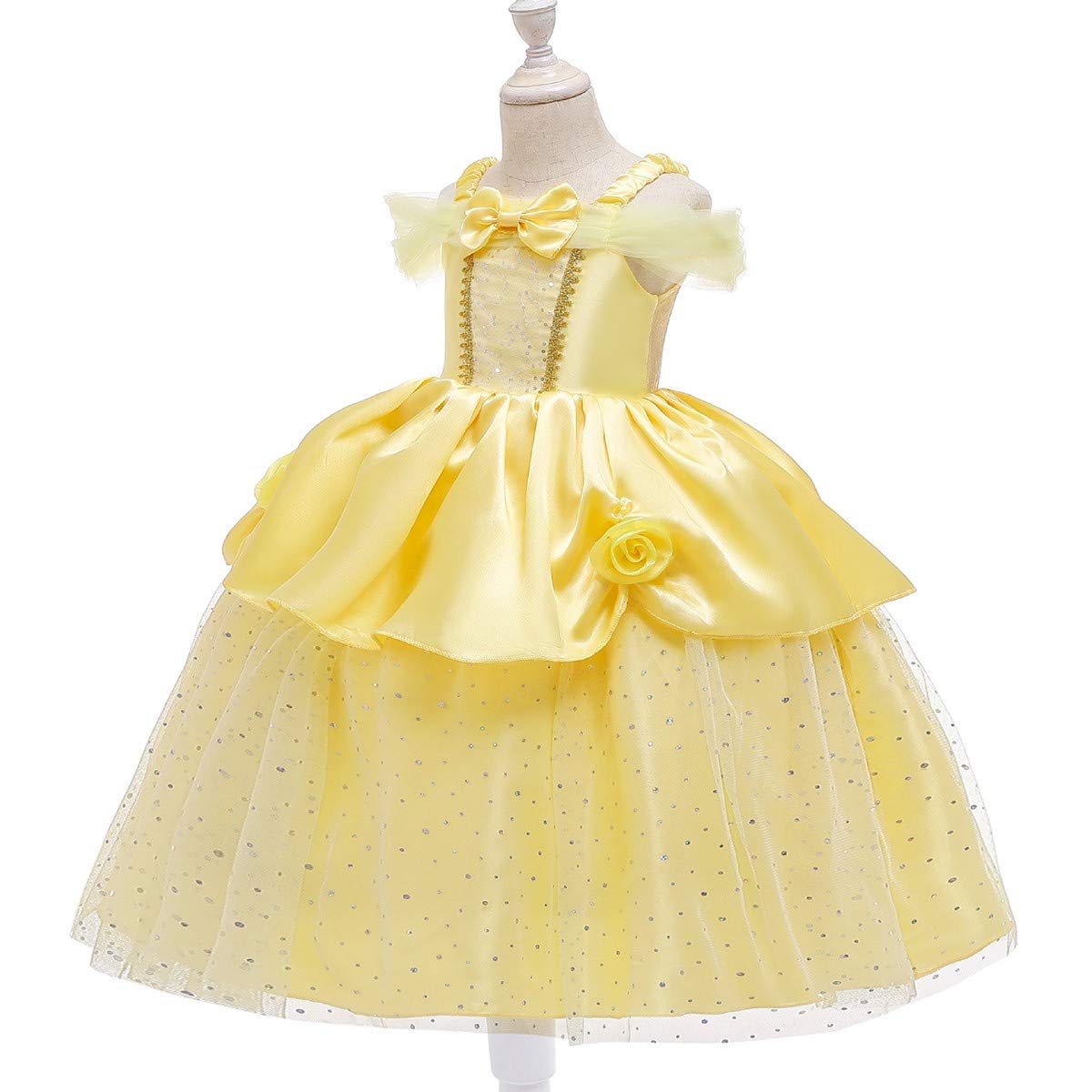 Belle Princess Dress for Girls - Beauty and The Beast Costume, Halloween Christmas Birthday Party Gown, Elegant Ball Dress for Kids Fancy Dress Up, Role Play & Special Occasions