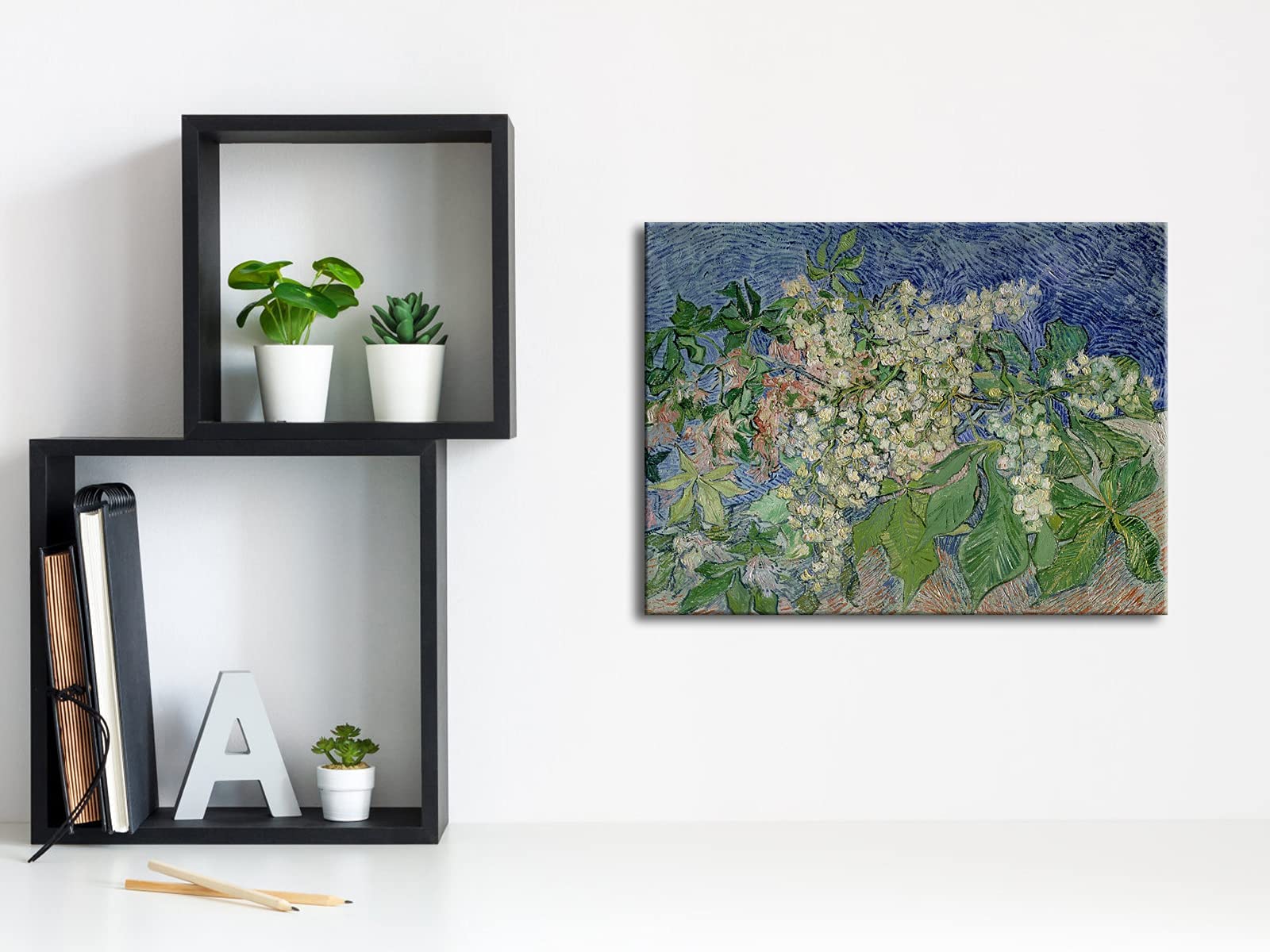 Vincent Van Gogh Blossoming Chestnut Branches Canvas Print - Famous Art Reproduction, Classical Flower Painting Wall Art for Living Room, Bedroom & Office Decor | Home & Wall Decoration