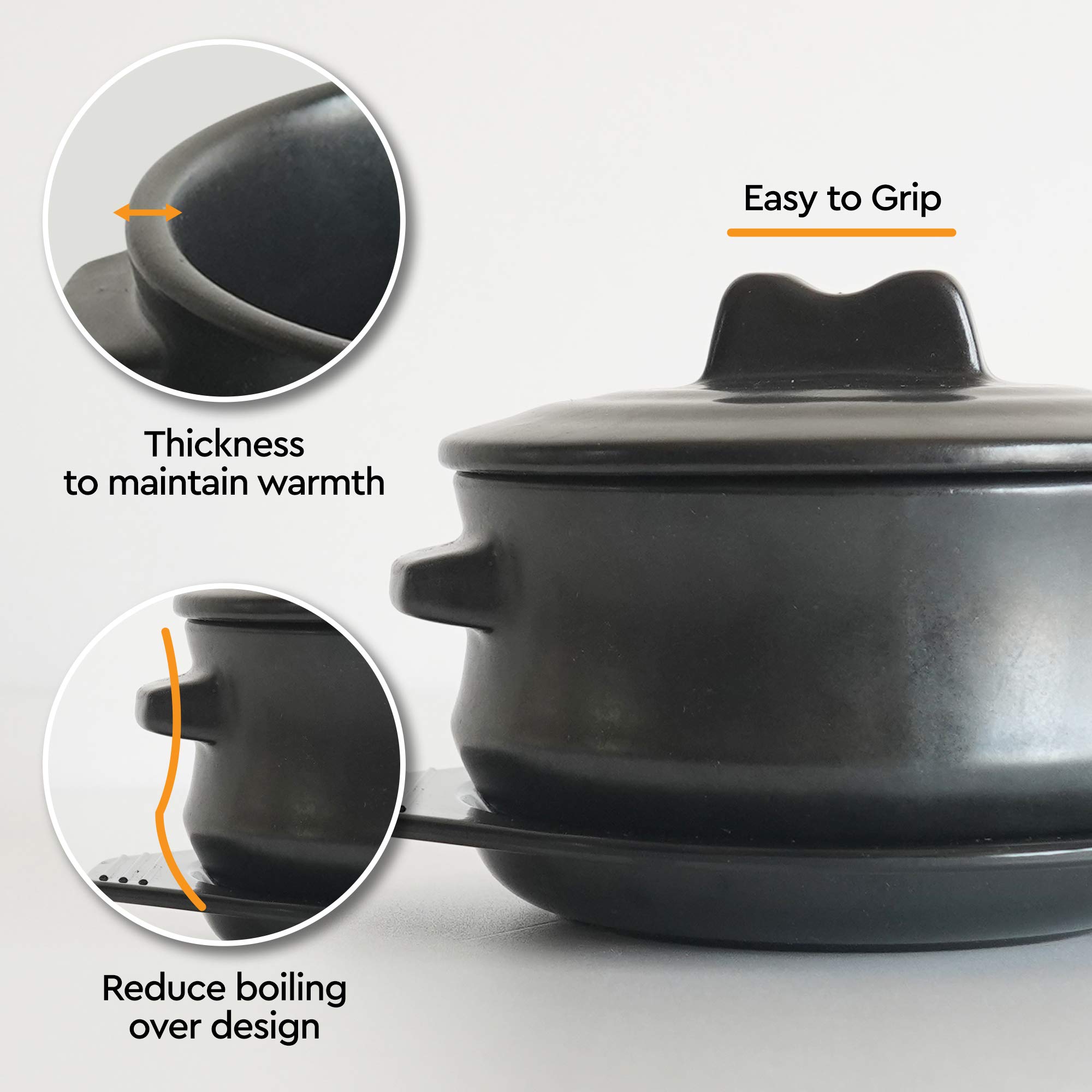 Premium Korean Stone Bowl with Lid & Platter - Authentic Clay Pot for Cooking Hot Pot, Dolsot Bibimbap, Soup & Stews | Traditional Korean Cookware for Home & Restaurant Use