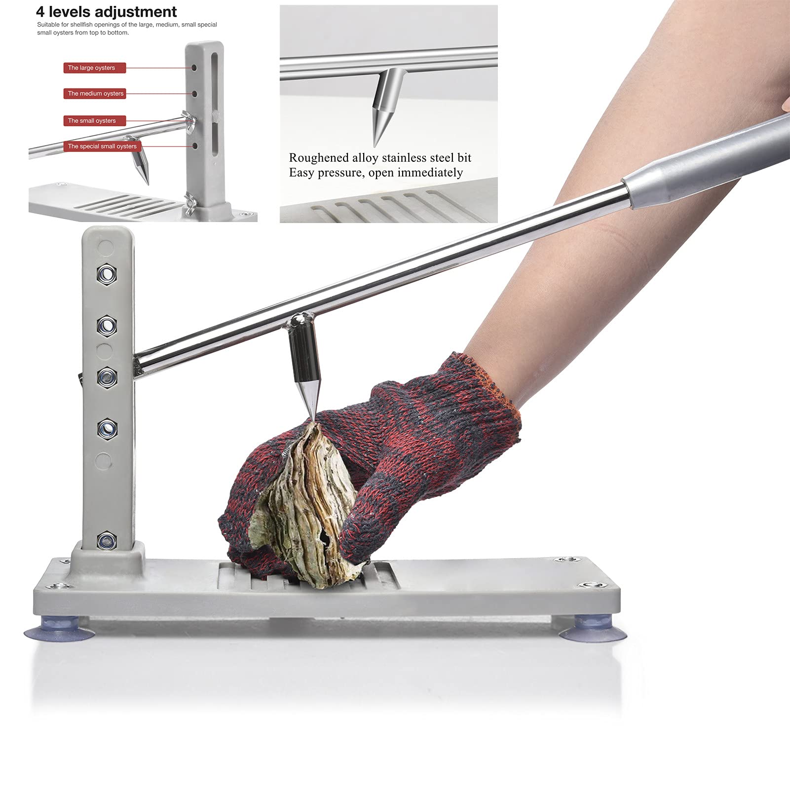 Premium Stainless Steel Oyster Shucker - Heavy Duty Adjustable Oyster Clam Opener Tool with Ergonomic Handle for Restaurants, Seafood Lovers & Home Use - Perfect for Buffets, Dinner Parties & Gifts (Alloy Steel)